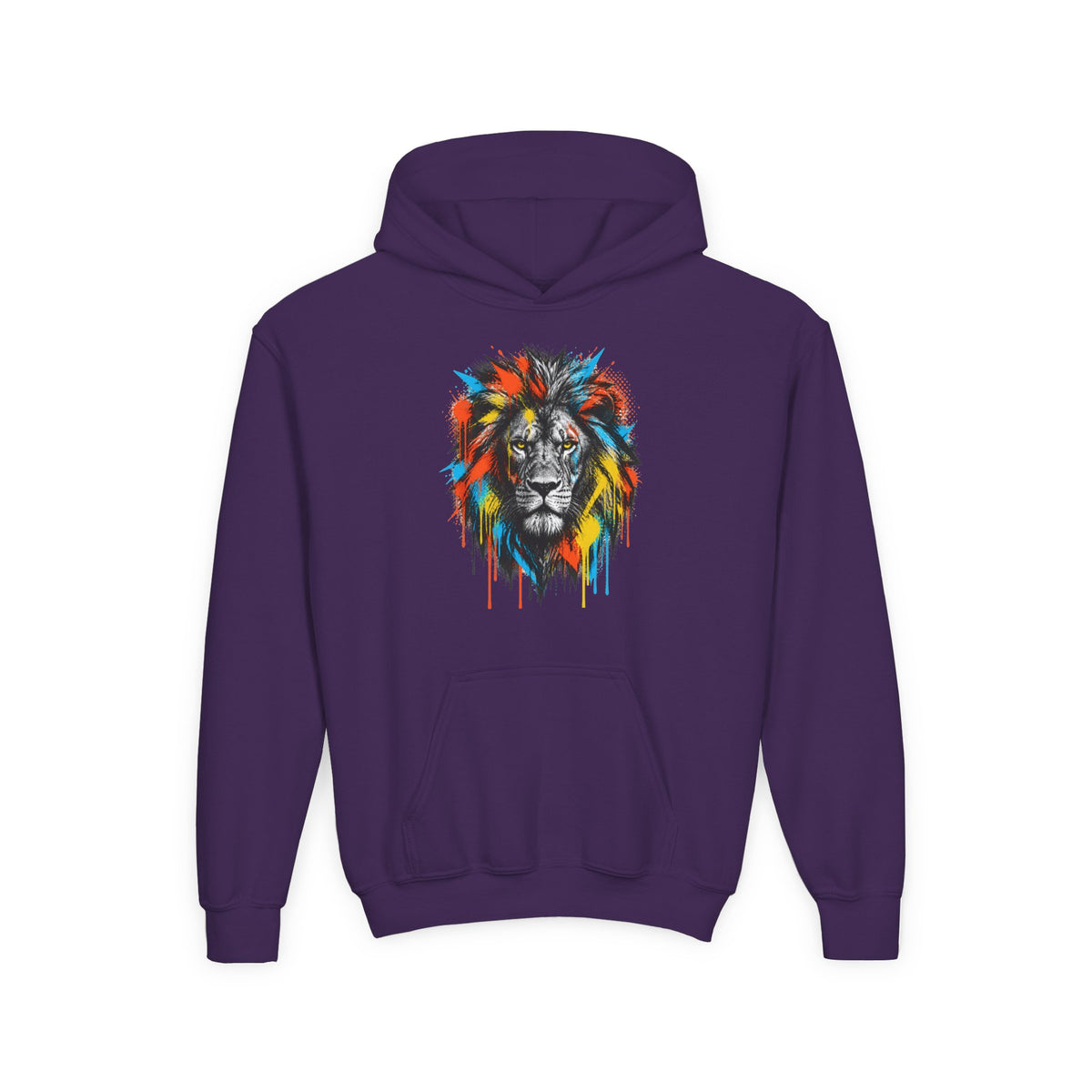 Lion Spirit Paint Drips Youth Hoodie