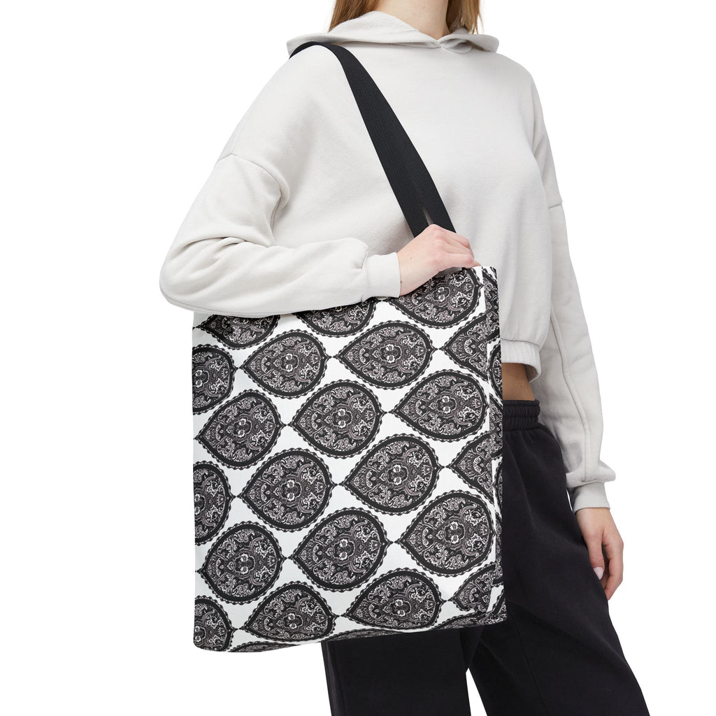 Tote Bag | Black & White Paisley Pattern