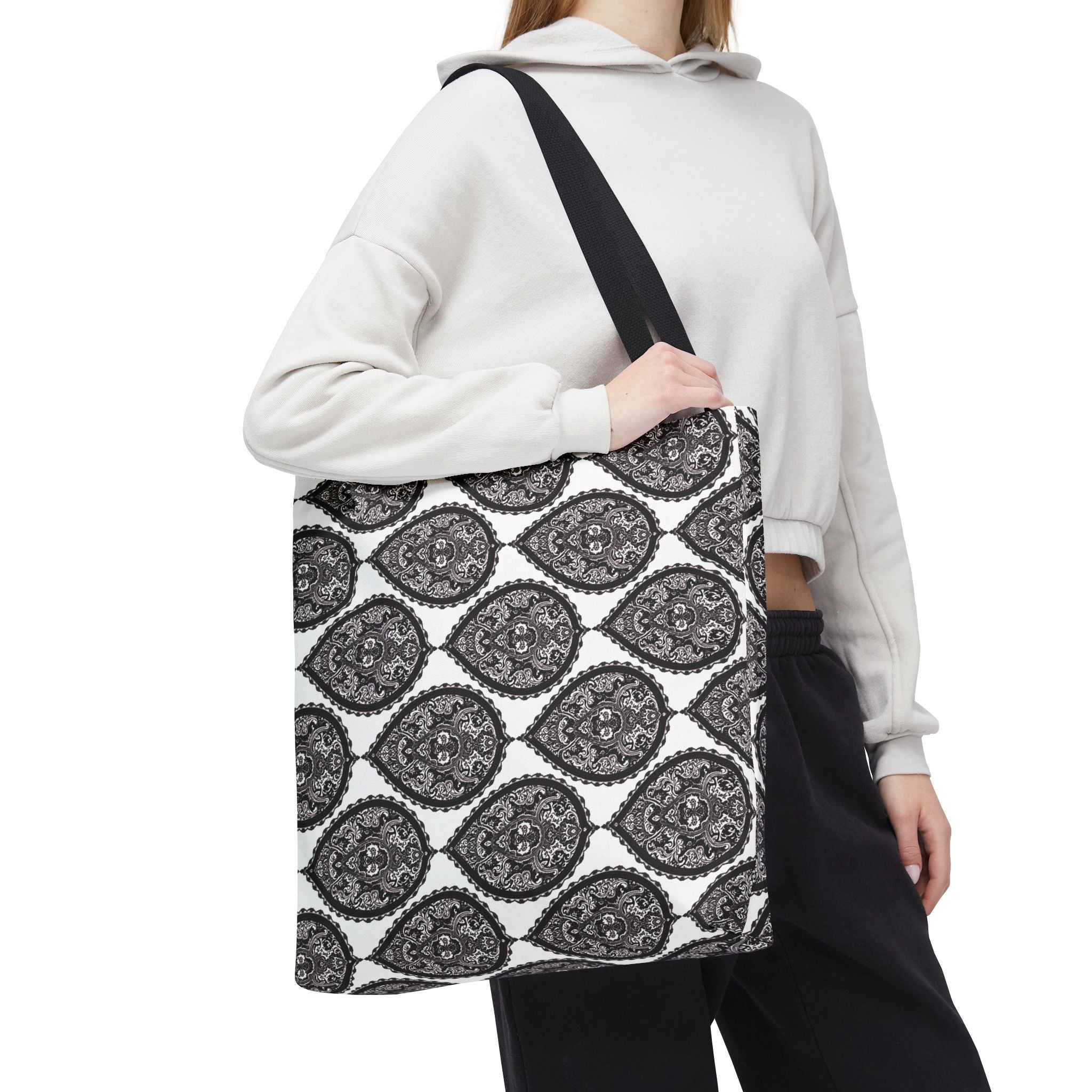 Tote Bag | Black & White Paisley Pattern