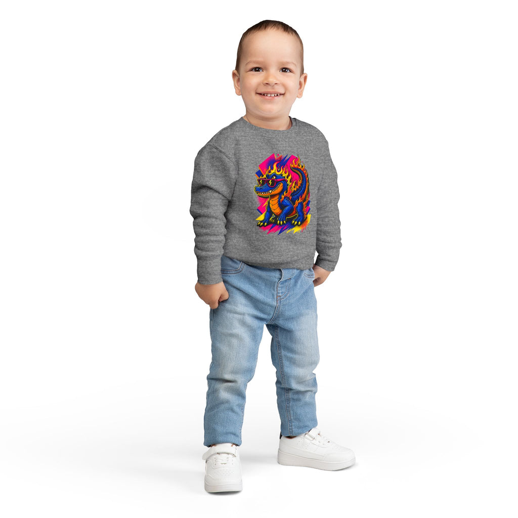 Bold Neon Alligator Sweatshirt for Tots