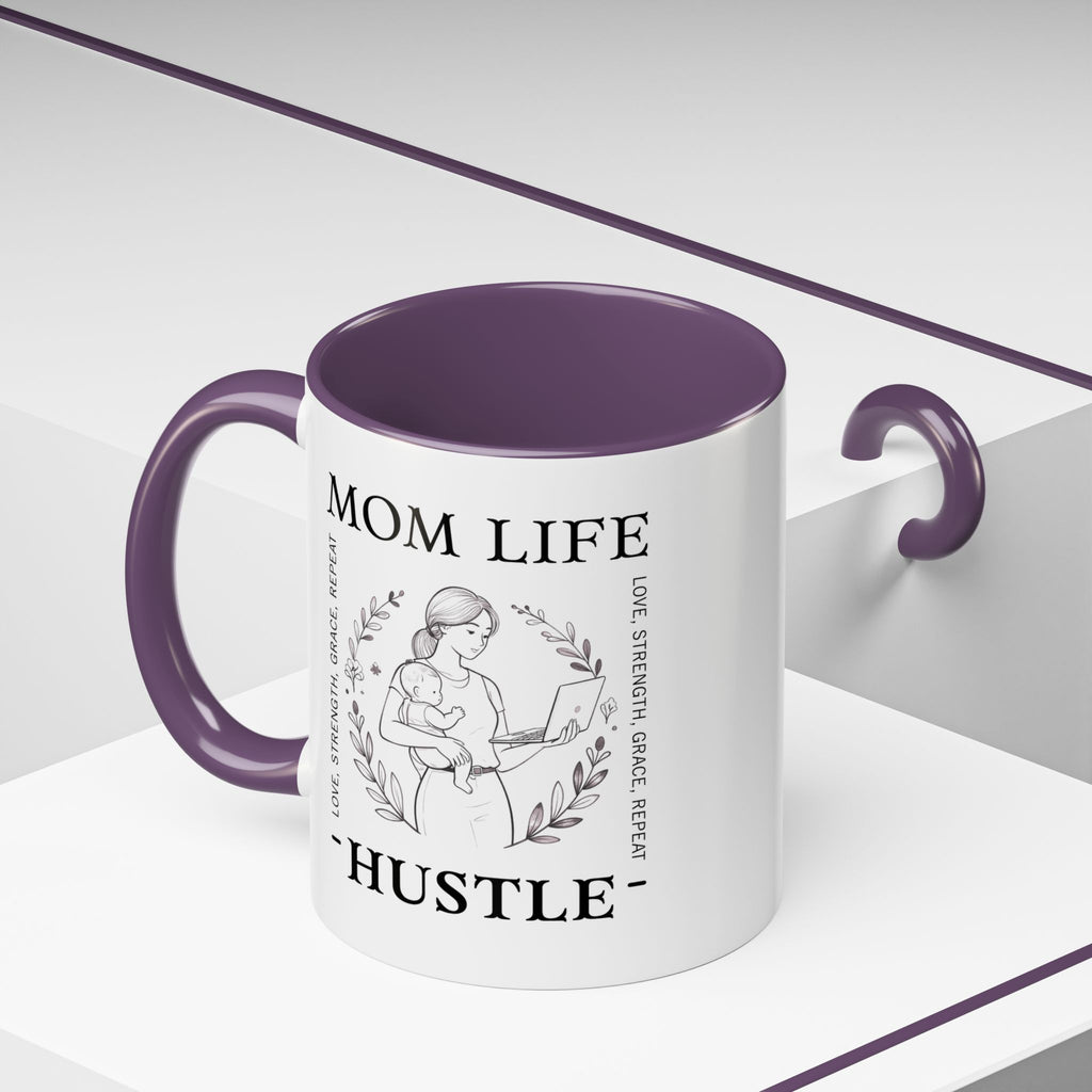 Mom Life Hustle Coffee Mug | Mom Life Accent Ceramic Mug 11/15oz