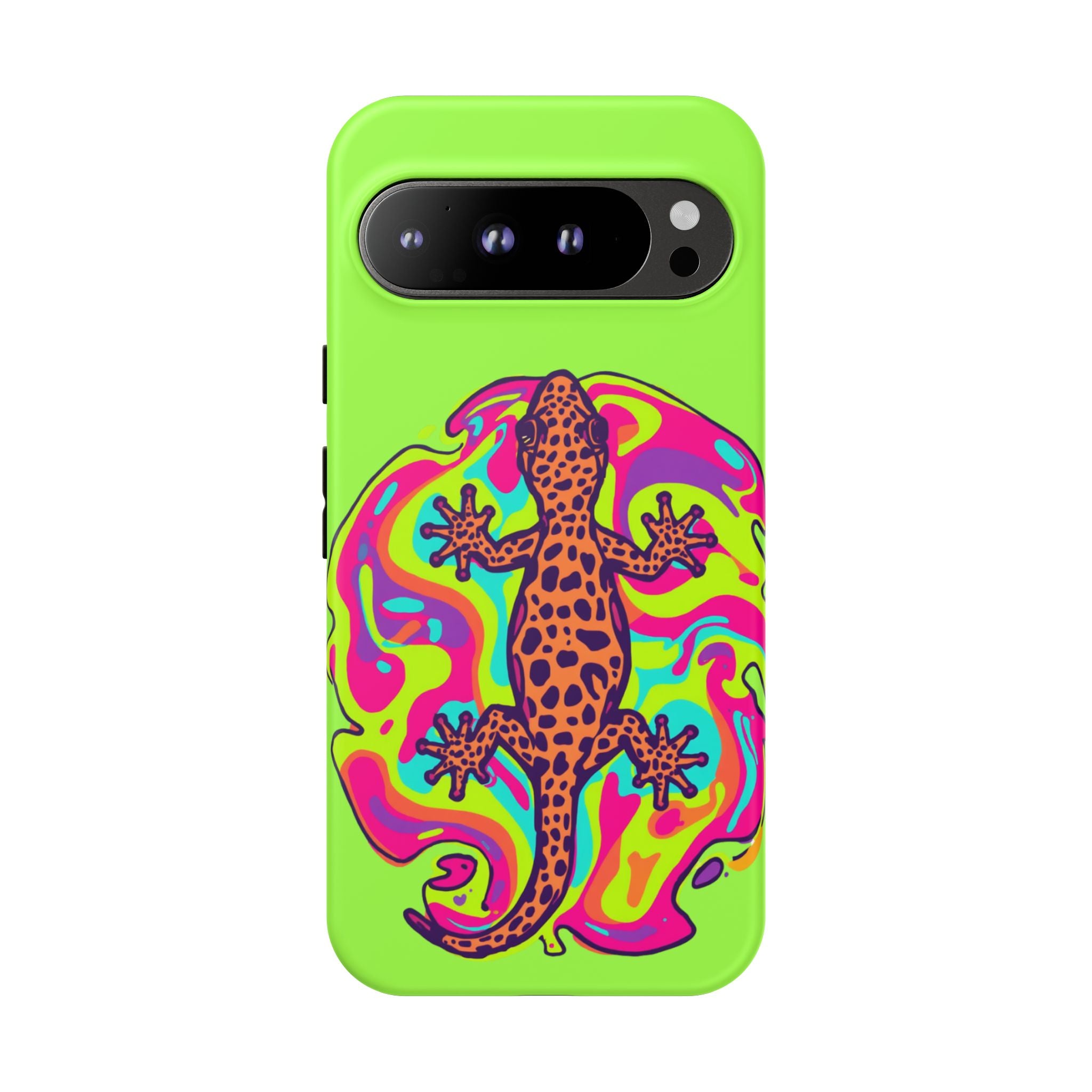 Phone Cases | Neon Leopard Gecko Swirl Phone Case