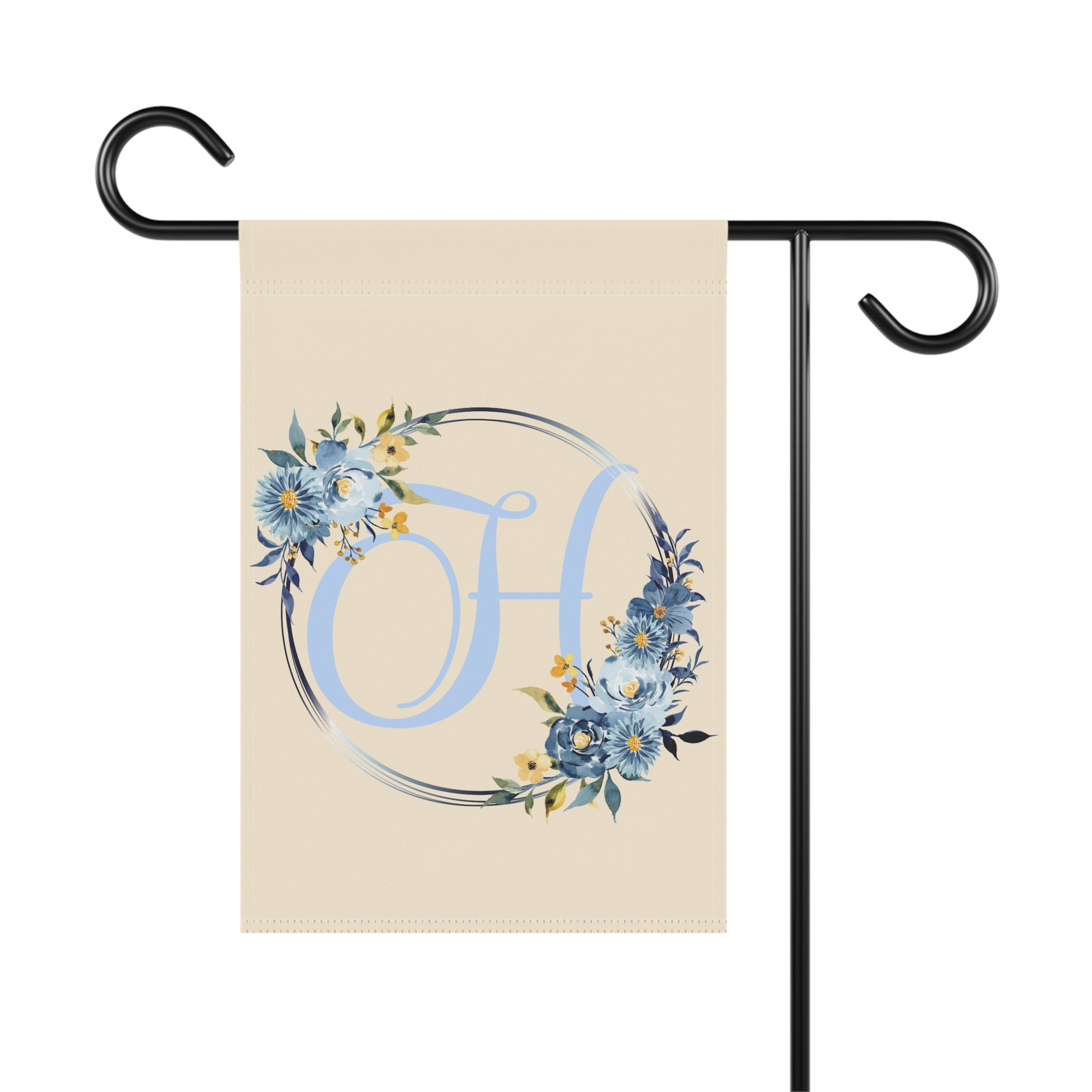 Home & Garden Banner | 'H' Monogram Floral Wreath Flag
