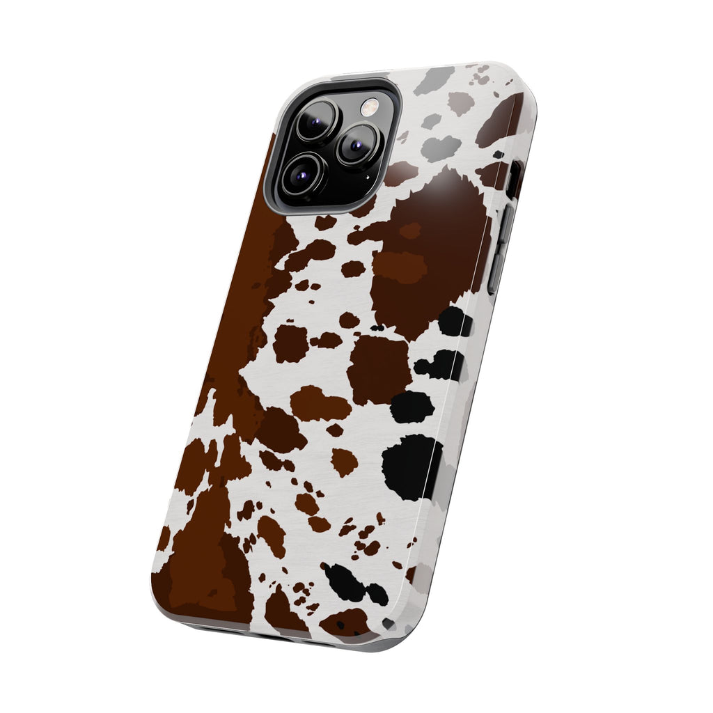 Phone Case | Brown & White Cowhide Pattern Tough Protective Cover