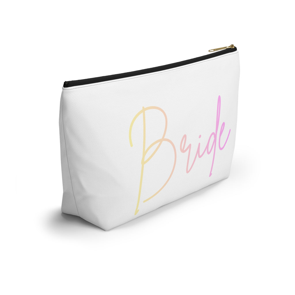 T Bottom Accessory Pouch | 'Bride' Script Pastels | Bridal Party Cosmetic Bag
