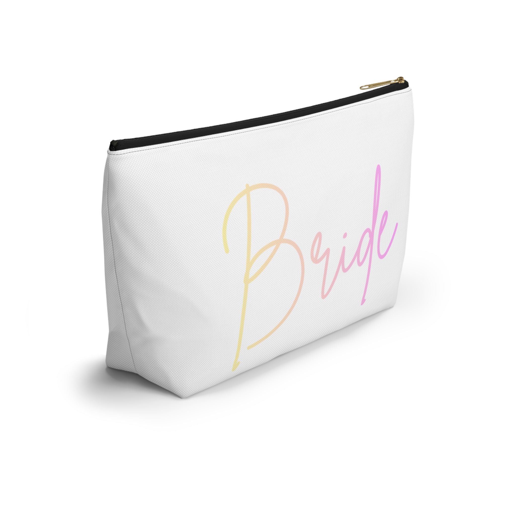 T Bottom Accessory Pouch | 'Bride' Script Pastels | Bridal Party Cosmetic Bag