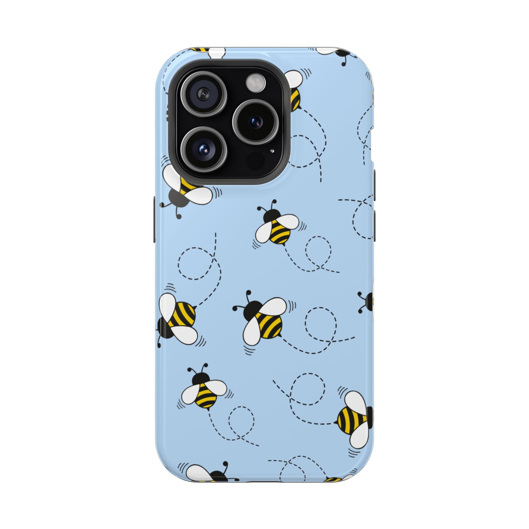Phone Case | Sky Blue Bee Pattern Magnetic Impact-Resistant Phone Case