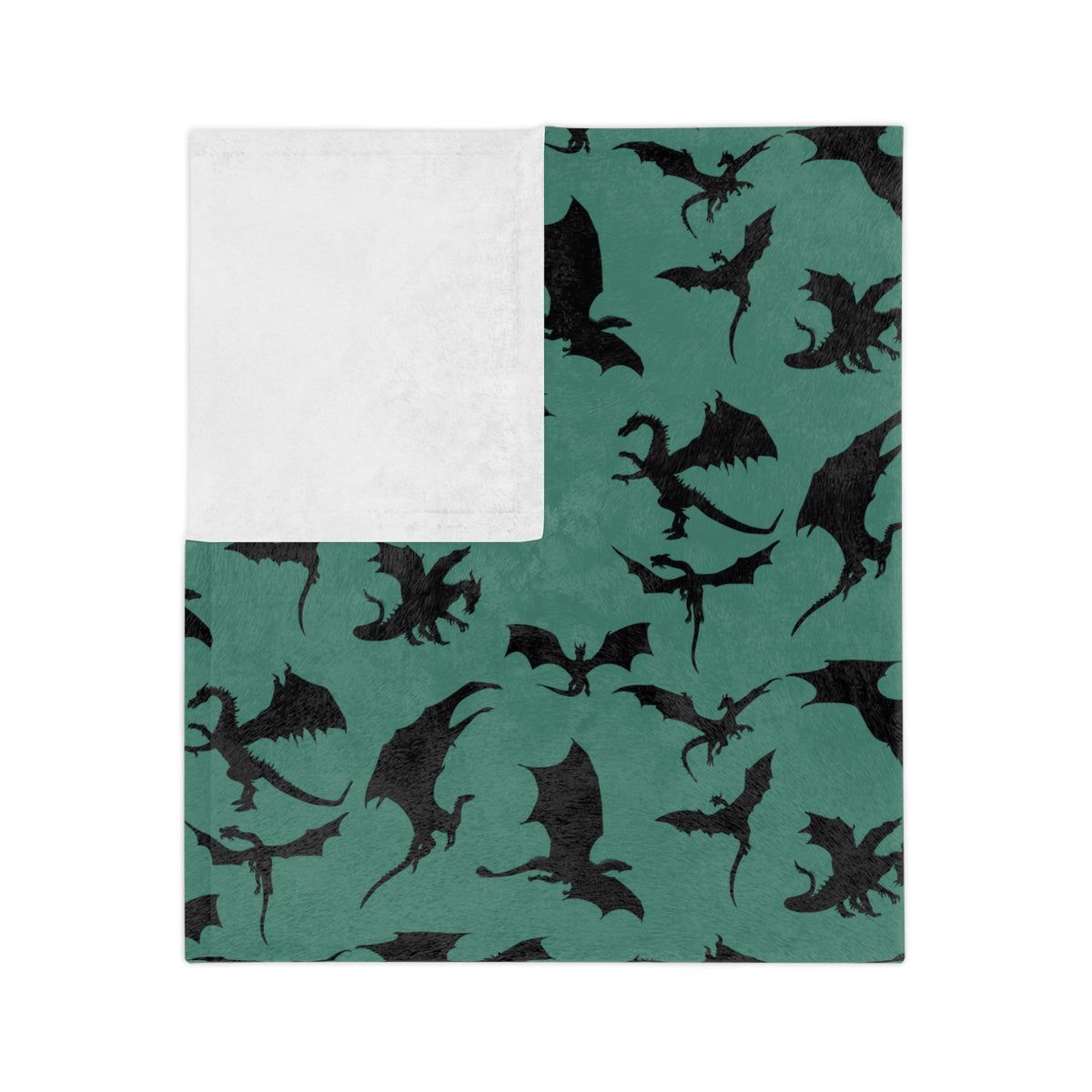 Deep Evergreen Dragons Velveteen Microfiber Throw