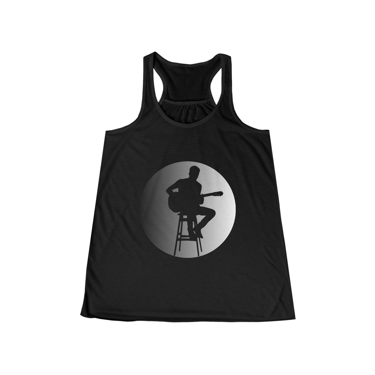 Music Lover Guitarist Silhouette Flowy Racerback Tank Top