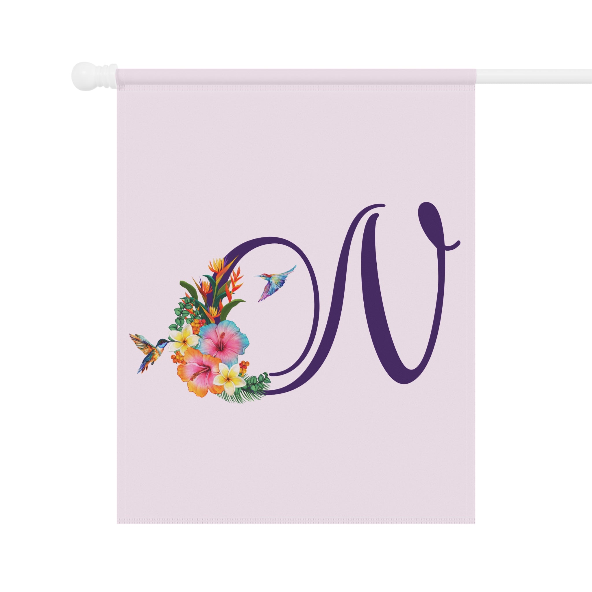 Home & Garden Banner | 'N' Monogram Tropical Hummingbirds Flag
