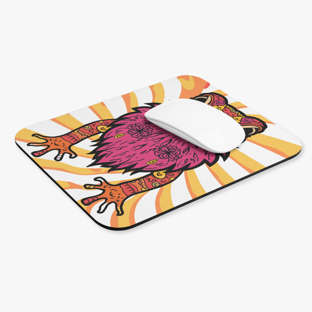 Mousepad | Psychedelic "Bearded Dragon" Rectangular Retro Rays