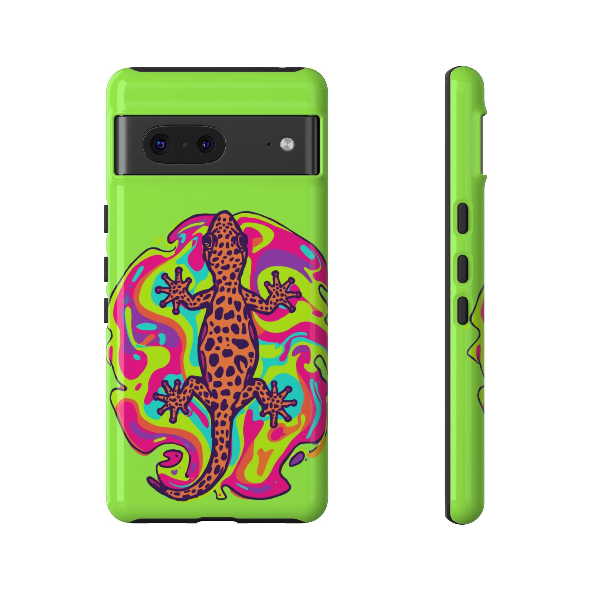 Phone Cases | Neon Leopard Gecko Swirl Phone Case