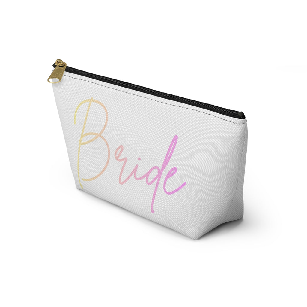 T Bottom Accessory Pouch | 'Bride' Script Pastels | Bridal Party Cosmetic Bag