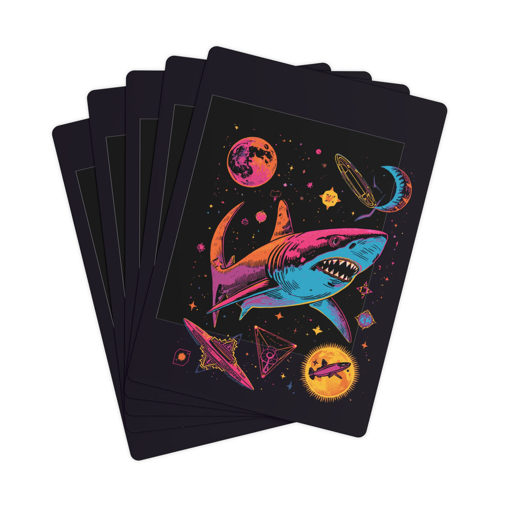 Playing Cards | Customizable Colorful Psychedelic Sharks in Space Card Deck