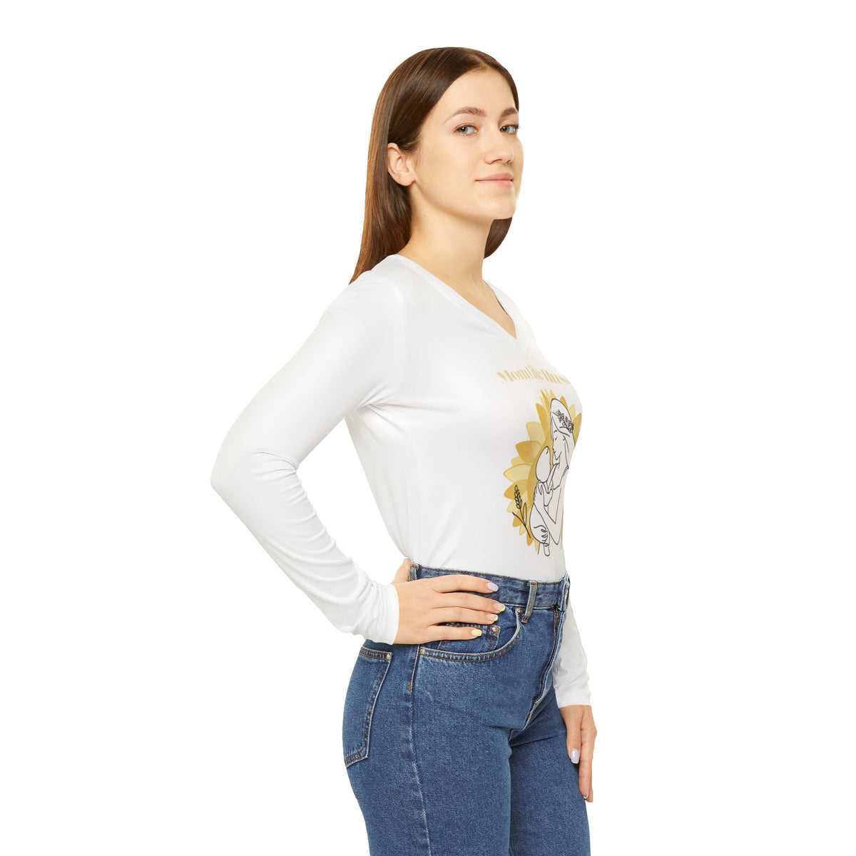 Blooming Mom Life Hustle Long Sleeve V-Neck Shirt