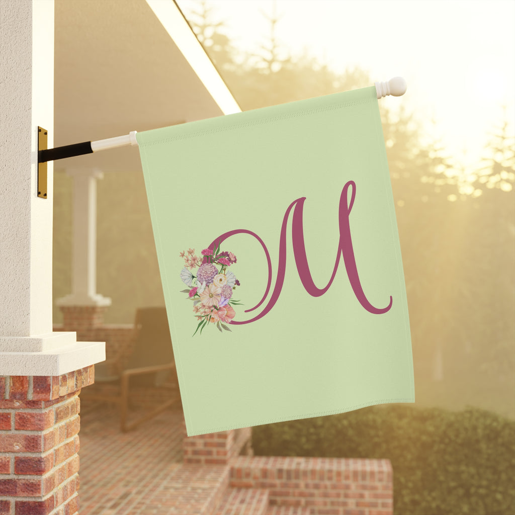 Home & Garden Banner | 'M' Monogram Crisp Colors Floral Flag