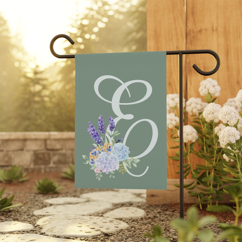 Home & Garden Banner | 'E' Monogram Sage Garden Flag
