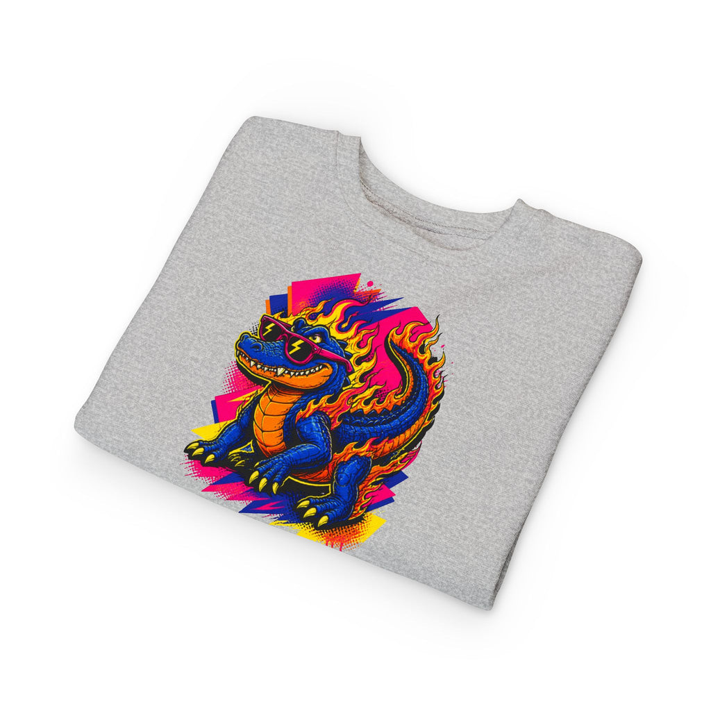 Bold Neon Alligator Sweatshirt for Tots