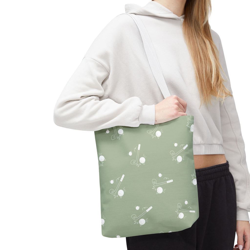 Tote Bag | Sage Green and Golf Pattern Shoulder Bag