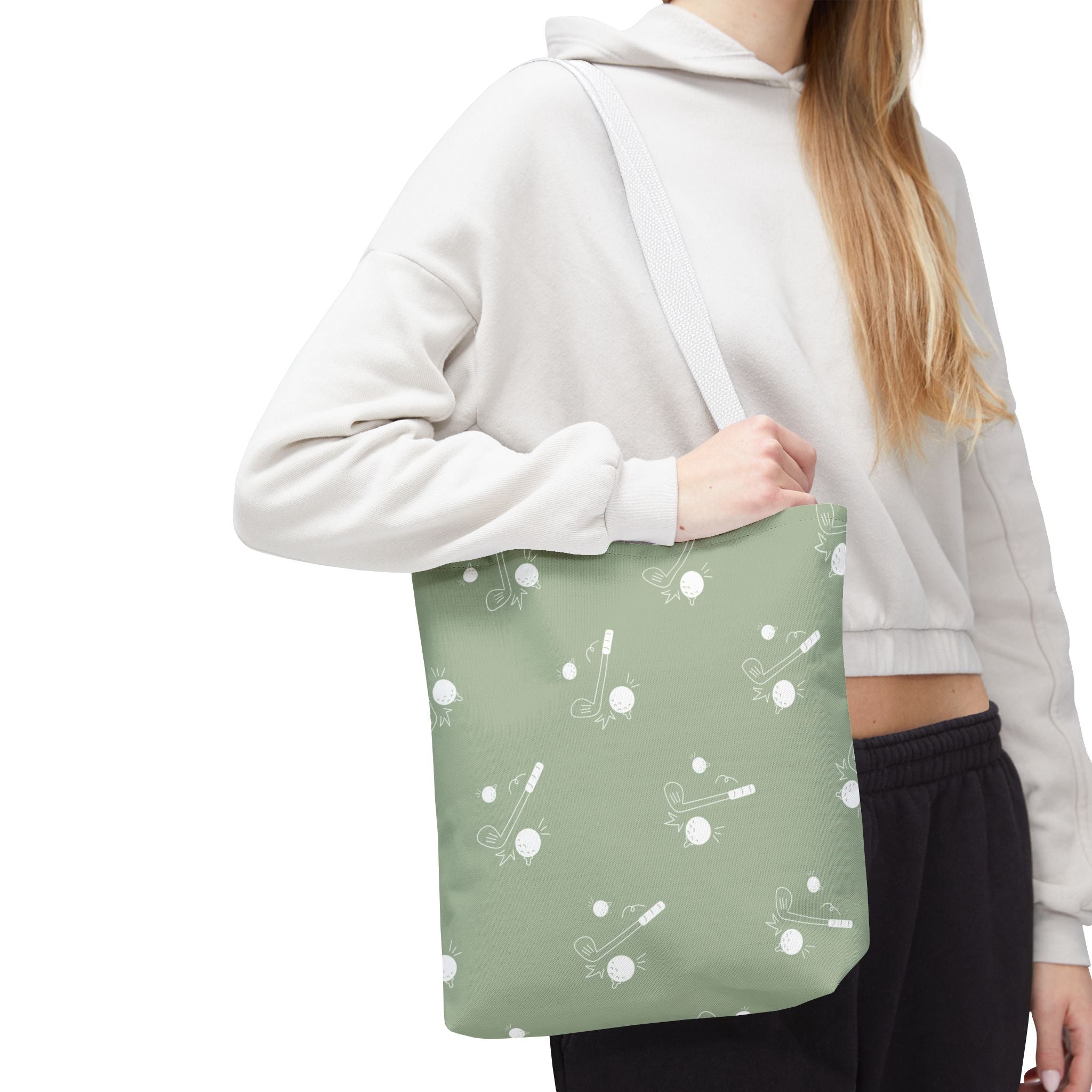 Tote Bag | Sage Green and Golf Pattern Shoulder Bag