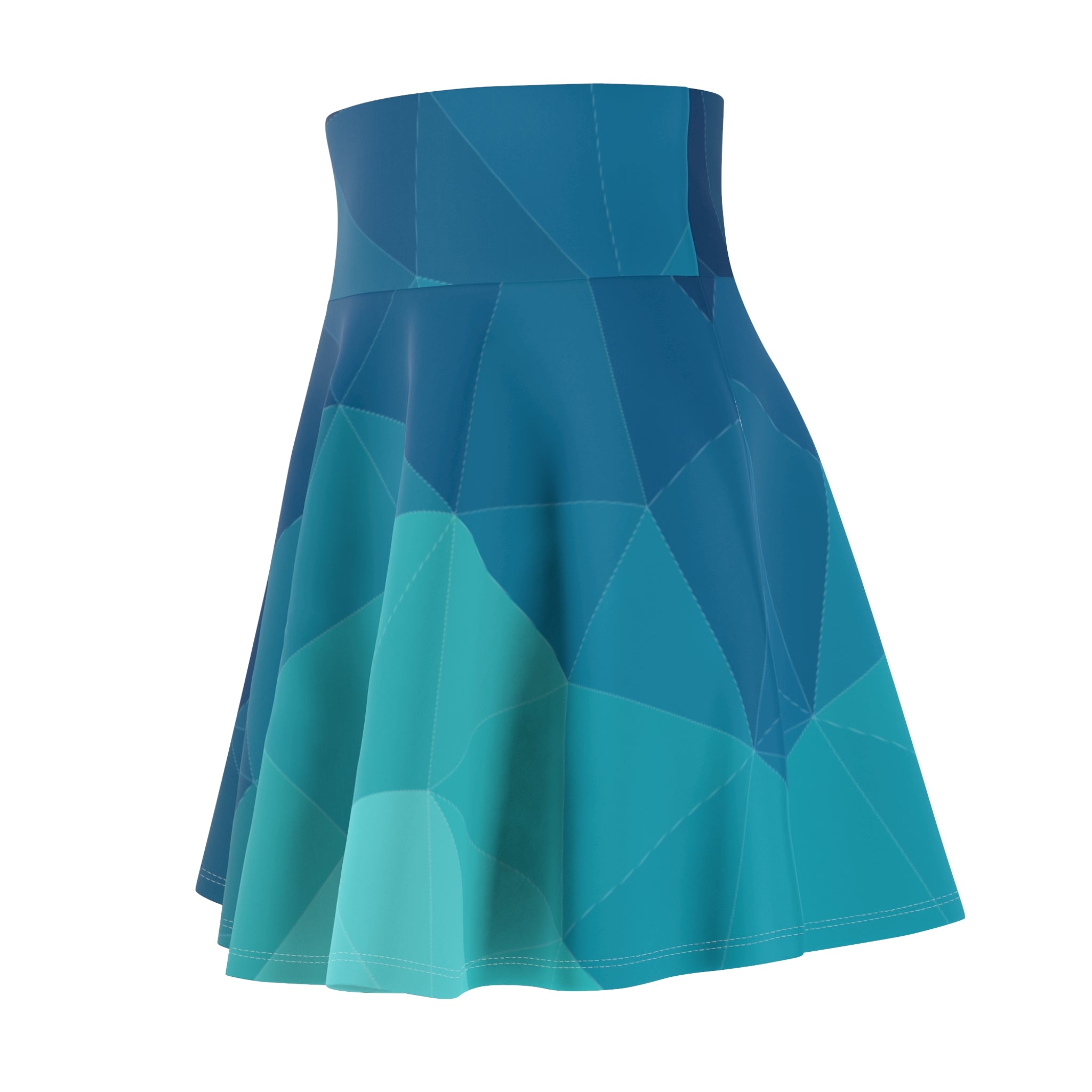 Women's Skater Skirt | Teal Polygon Print Skirt