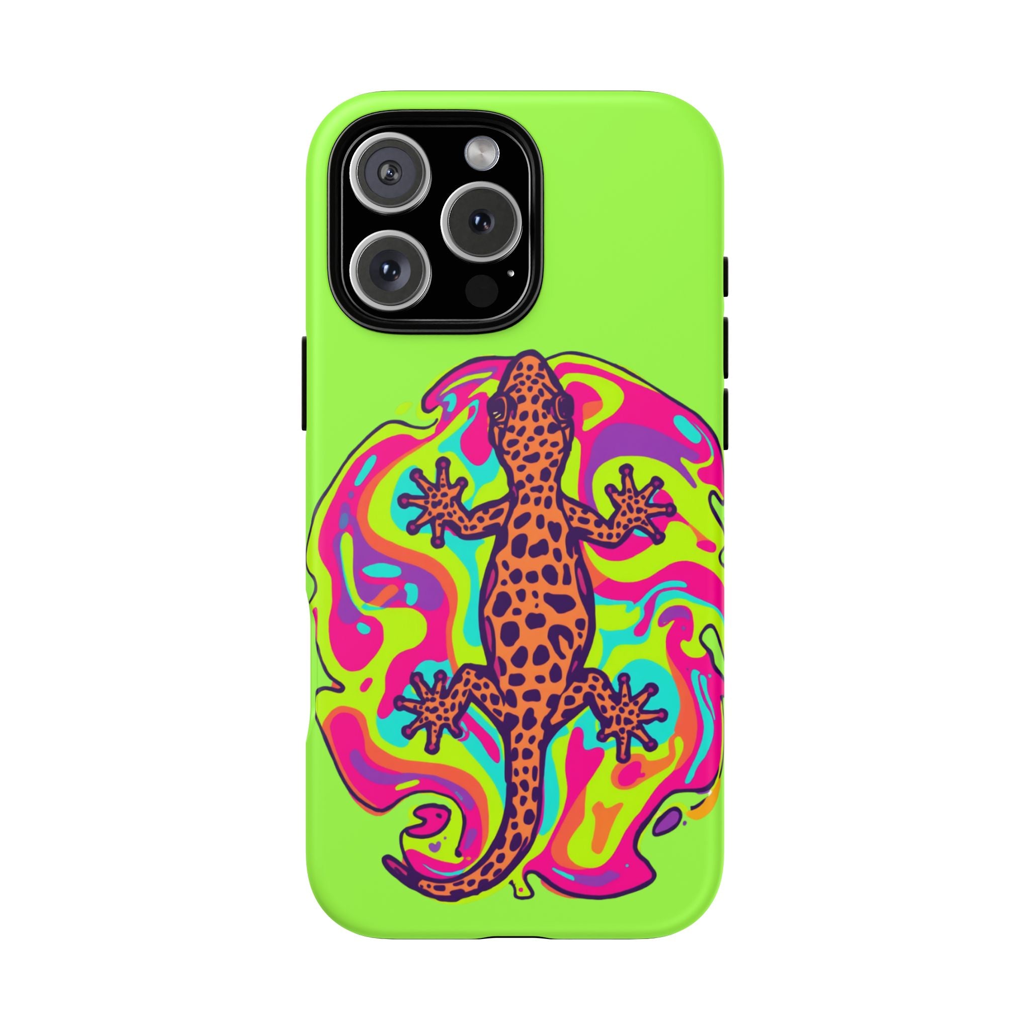 Phone Cases | Neon Leopard Gecko Swirl Phone Case