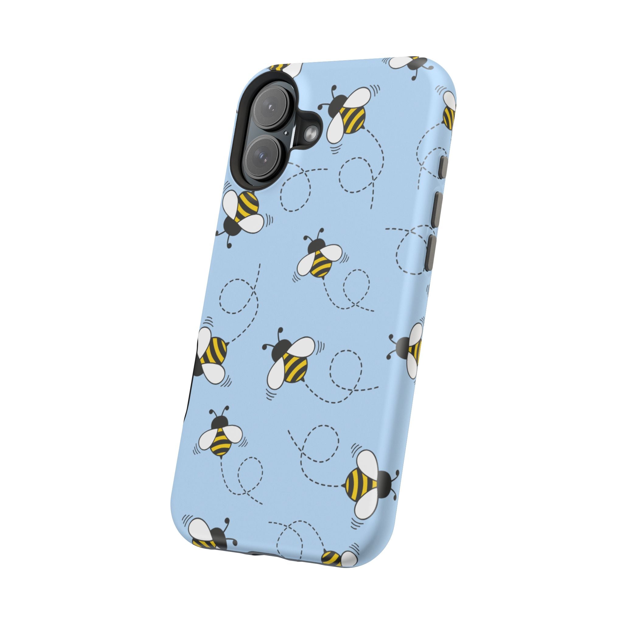 Phone Case | Sky Blue Bee Pattern Magnetic Impact-Resistant Phone Case