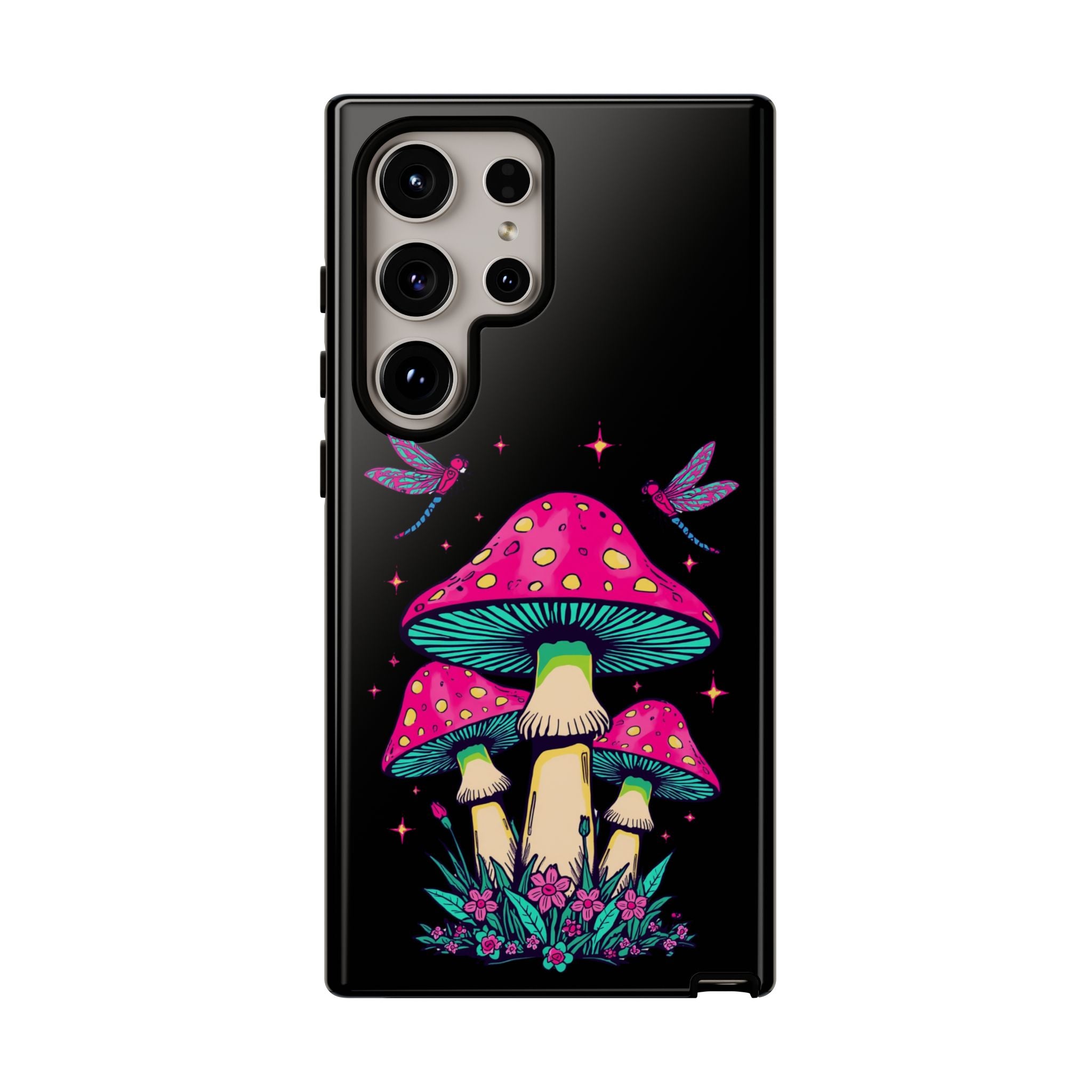 Phone Cases | Colorful Mushroom and Dragonfly Print Tough Case