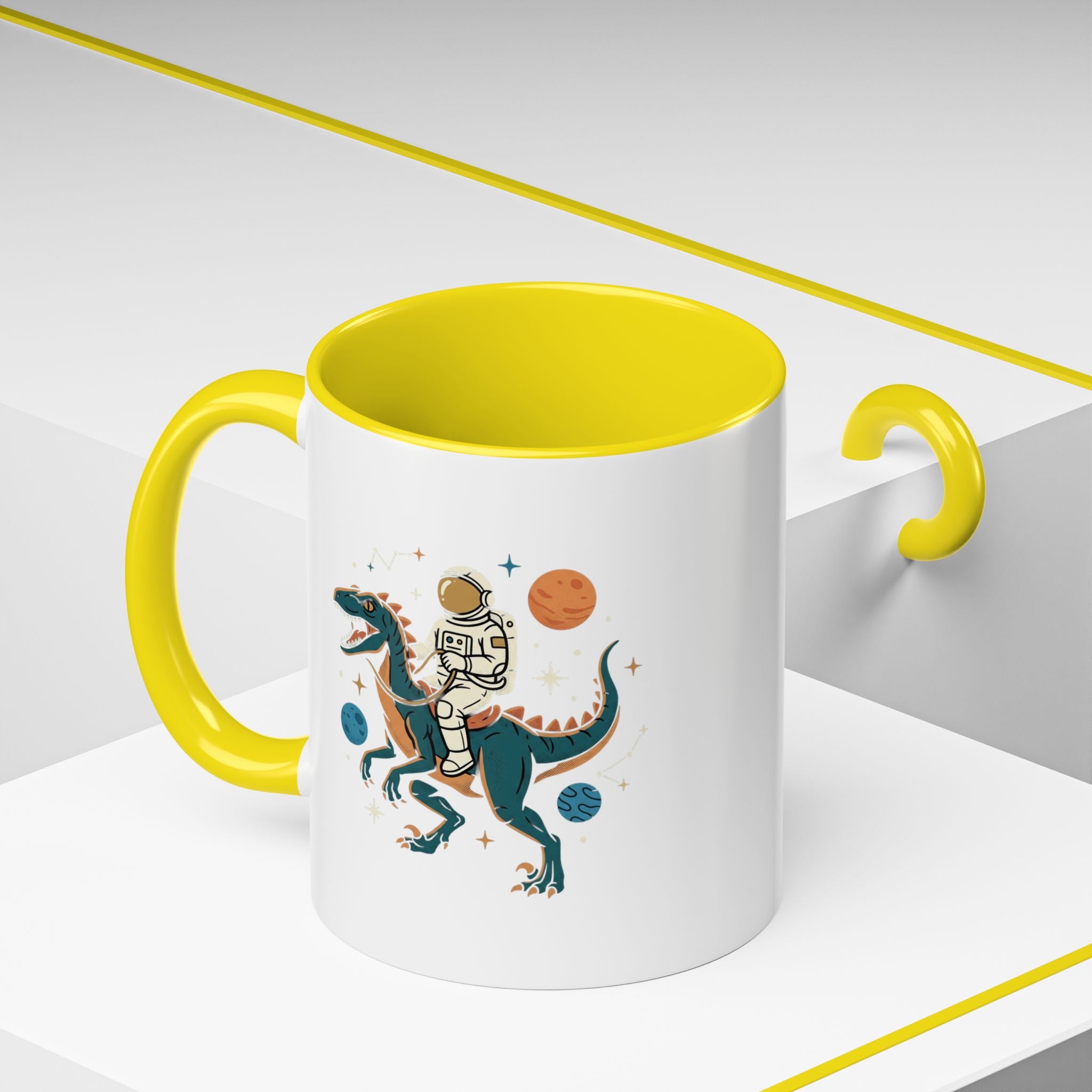 Coffee Mug | Astronaut Riding Velociraptor Accent Mug