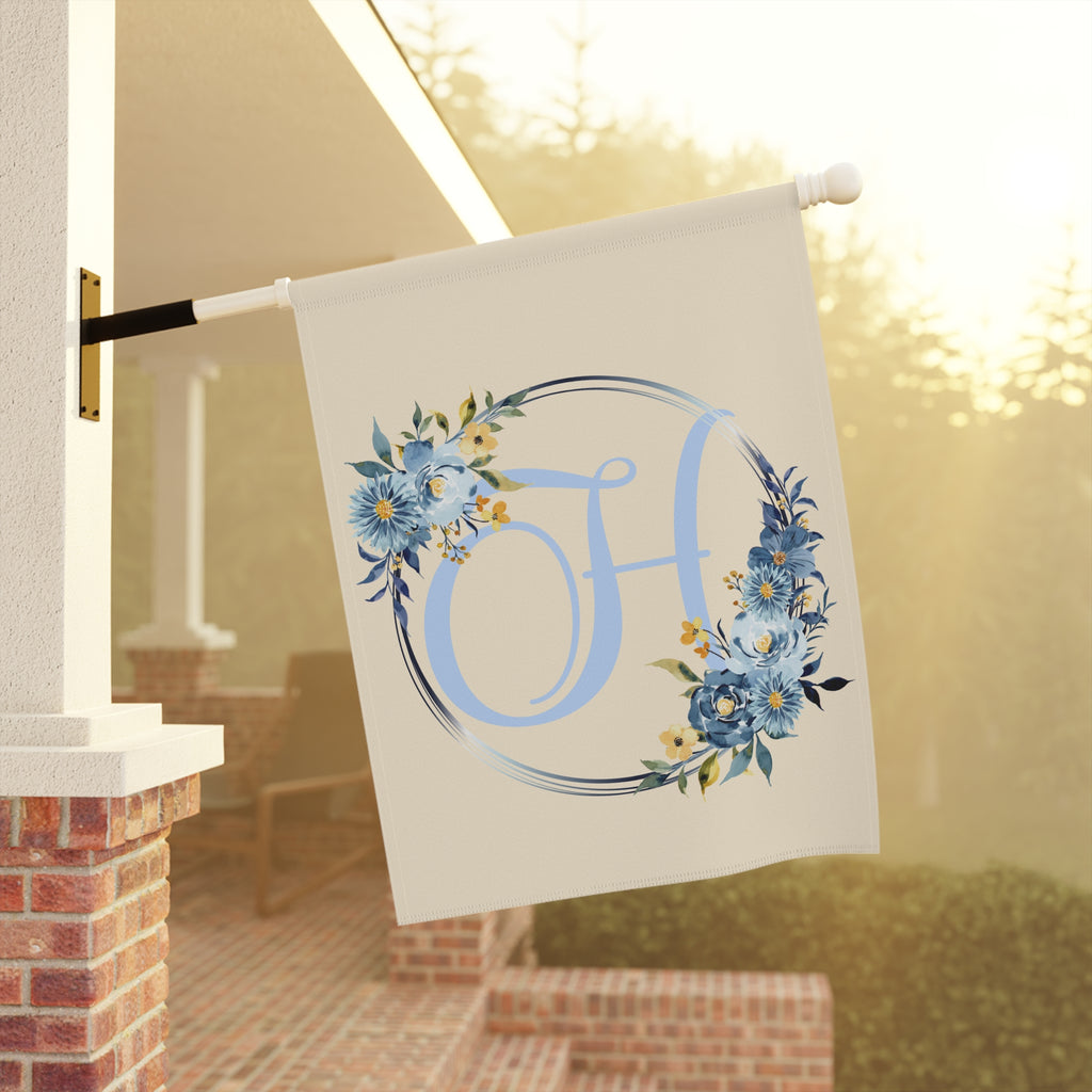Home & Garden Banner | 'H' Monogram Floral Wreath Flag