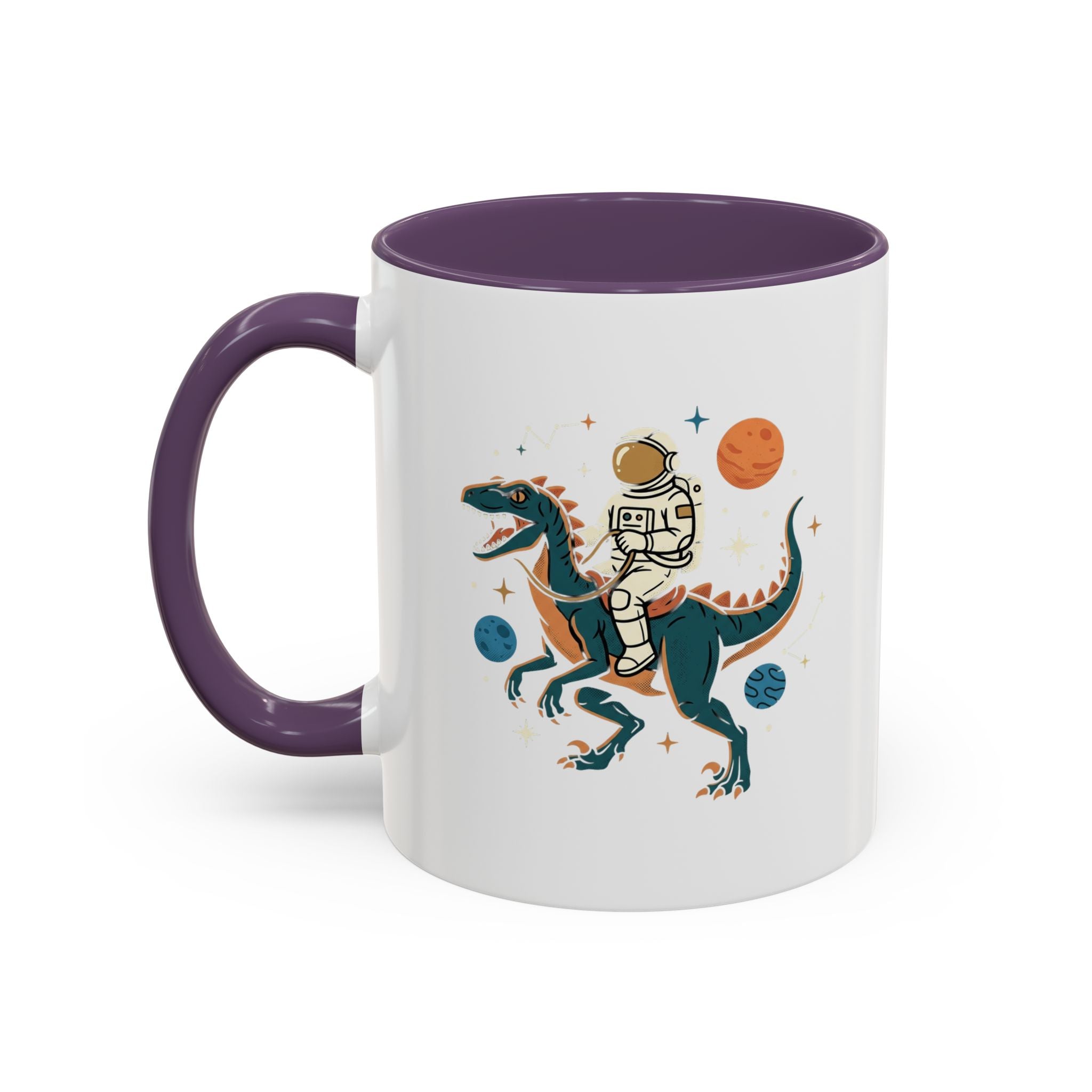 Coffee Mug | Astronaut Riding Velociraptor Accent Mug