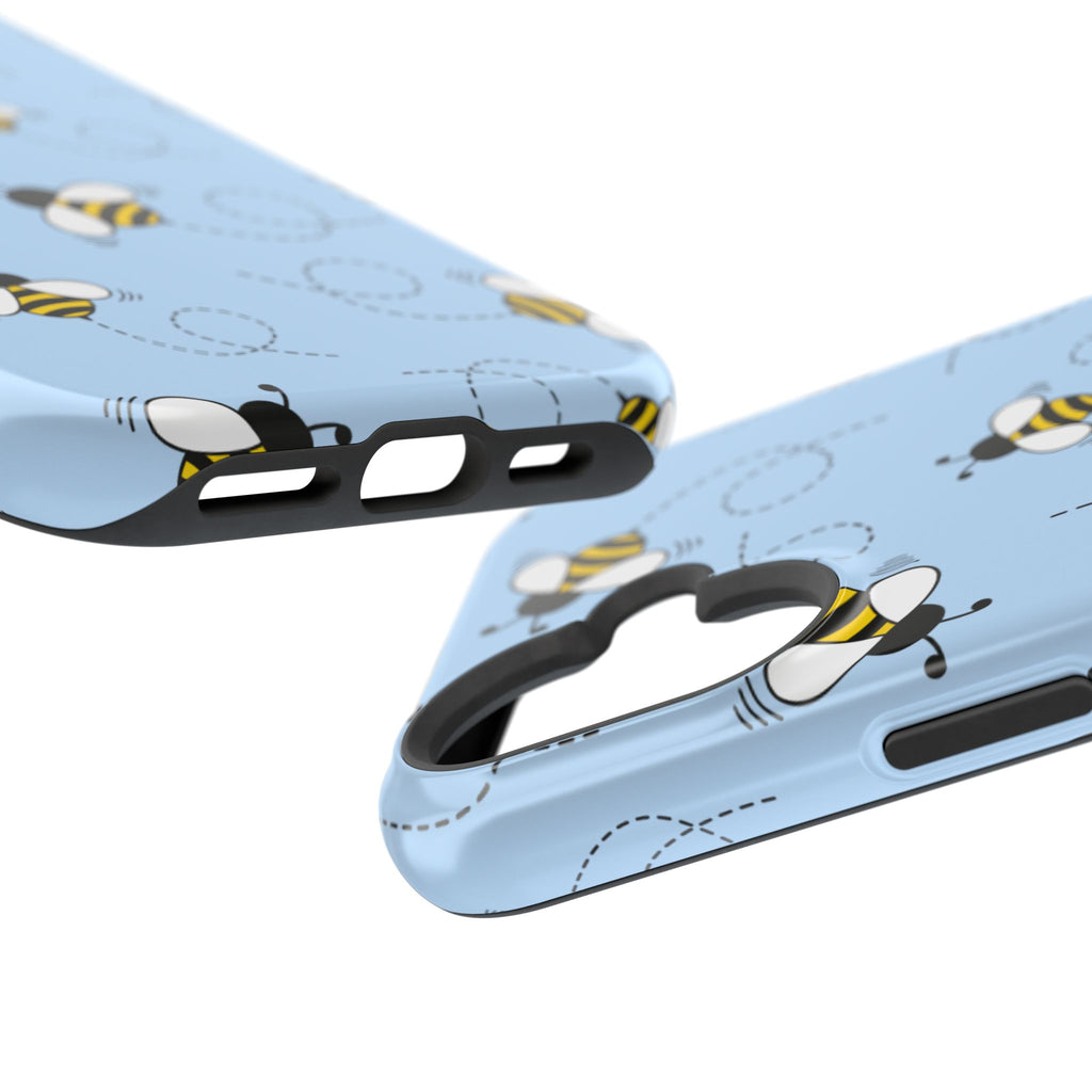 Phone Case | Sky Blue Bee Pattern Magnetic Impact-Resistant Phone Case