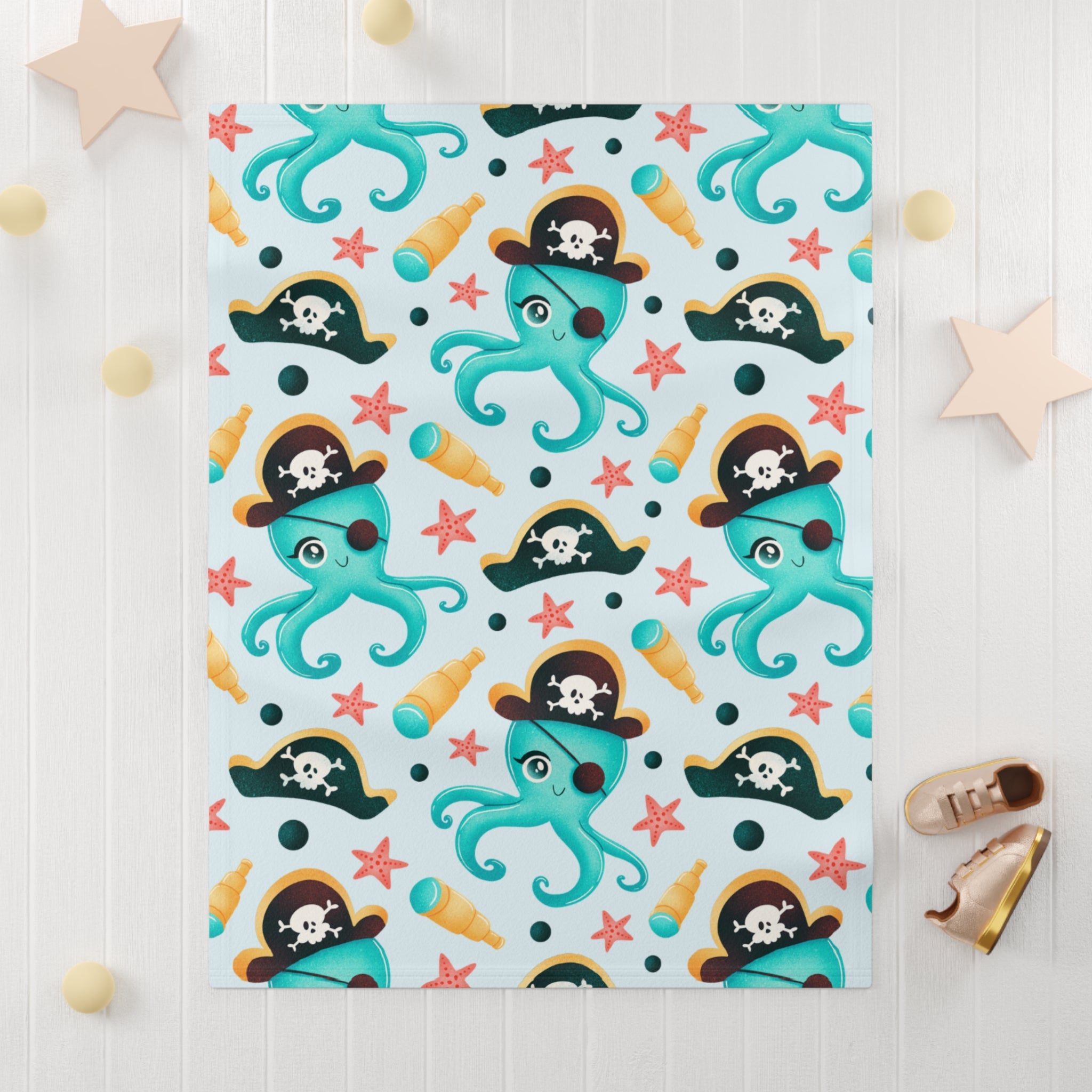 Baby Blanket | Soft Fleece Pirate Octopus Infant Throw for Nursery