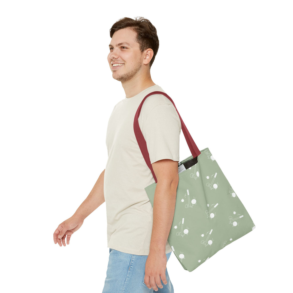 Sage Green and Golf Pattern Tote Bag