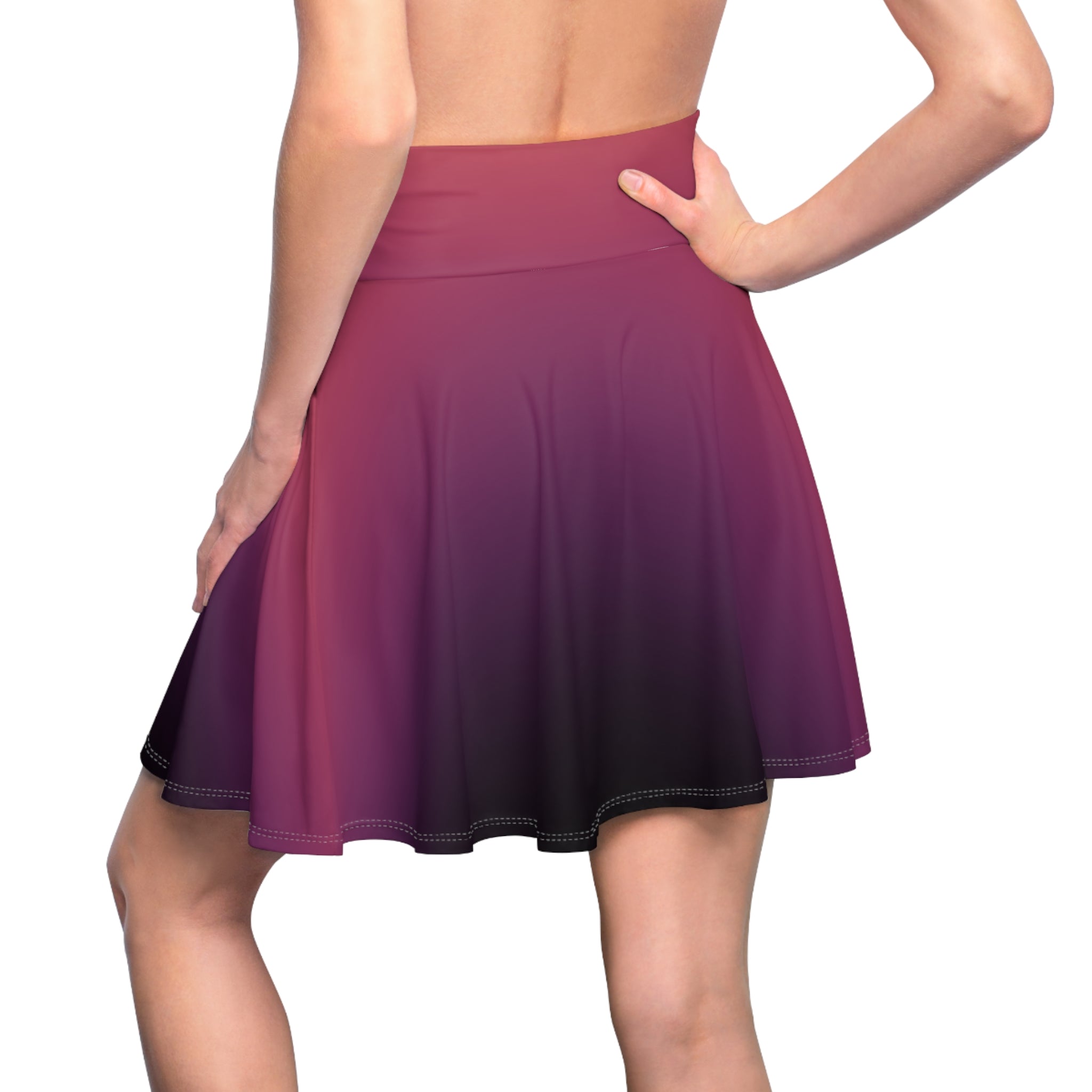 Women's Skater Skirt | Ombre Pink to Deep Plum Flared A-line Fashion