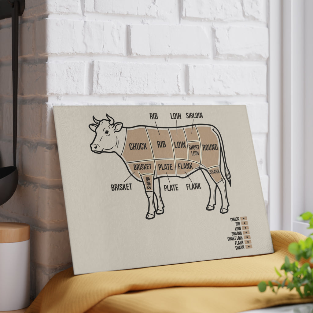 Glass Cutting Board | Meat Chart Cutting Board