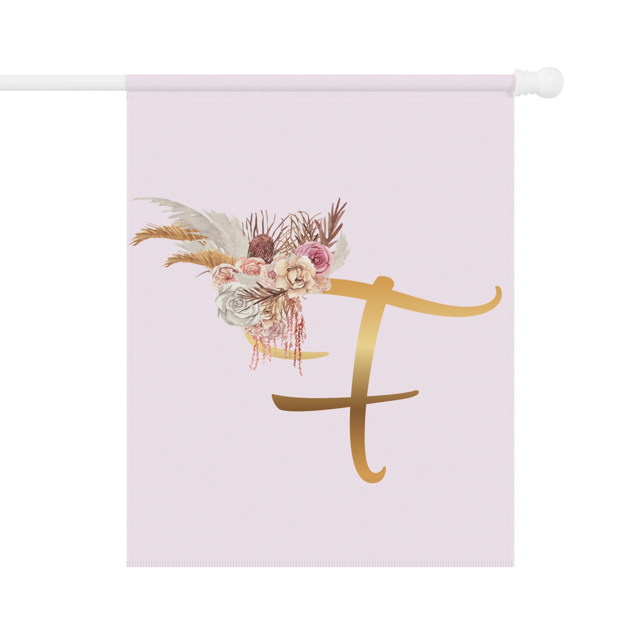 Home & Garden Banner | 'F' Monogram Blush Petals Flag