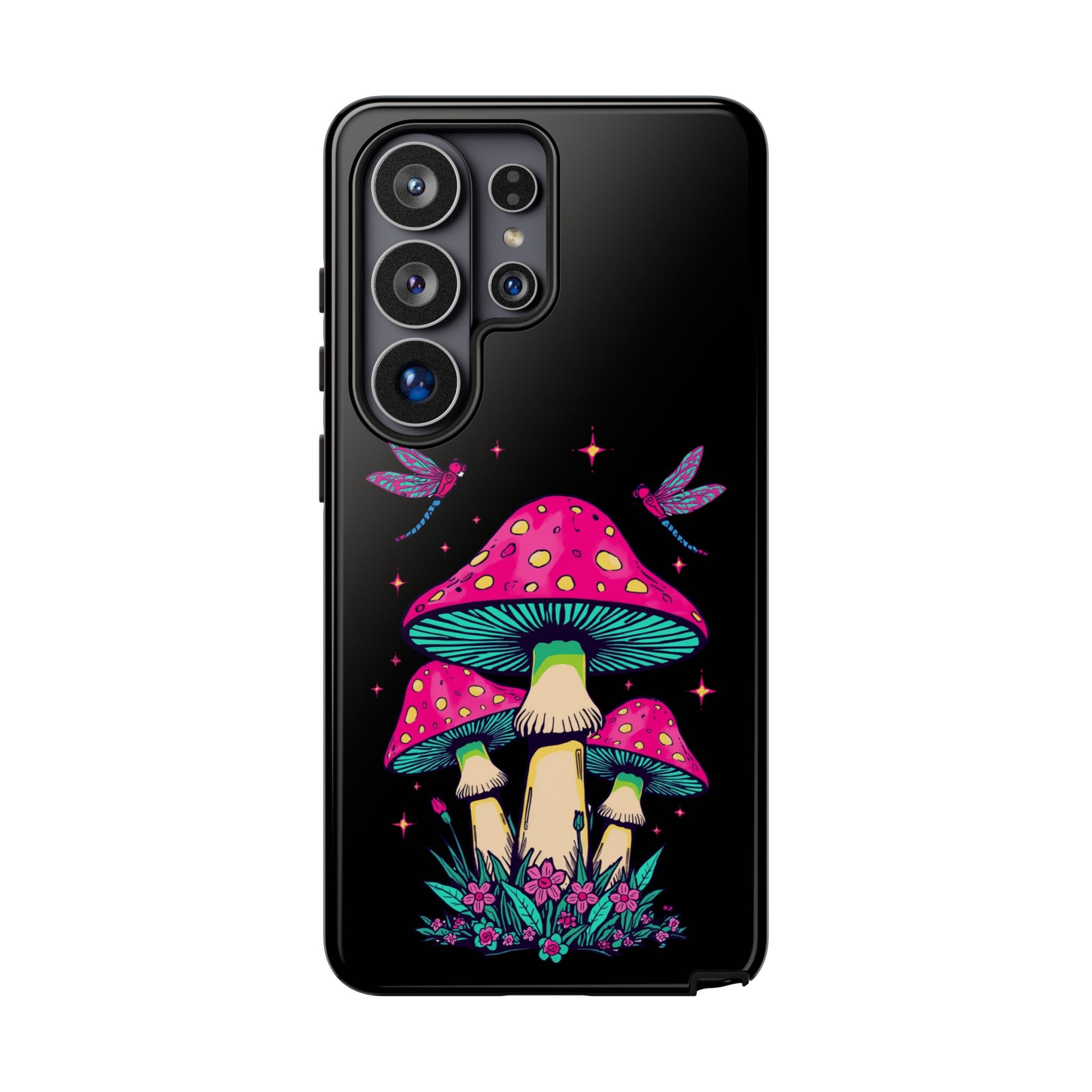 Phone Cases | Colorful Mushroom and Dragonfly Print Tough Case