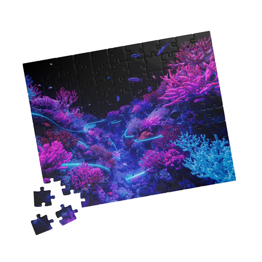 Jigsaw Puzzle | Neon Floral Waves 110 Pieces
