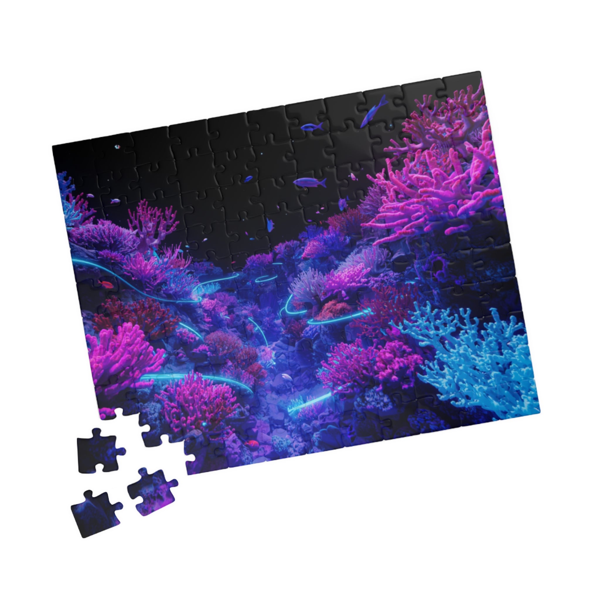 Jigsaw Puzzle | Neon Floral Waves 110 Pieces