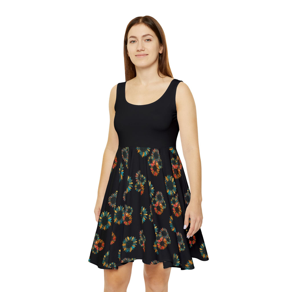 Women's Skater Dress | Boho Sunflower Summer Dress