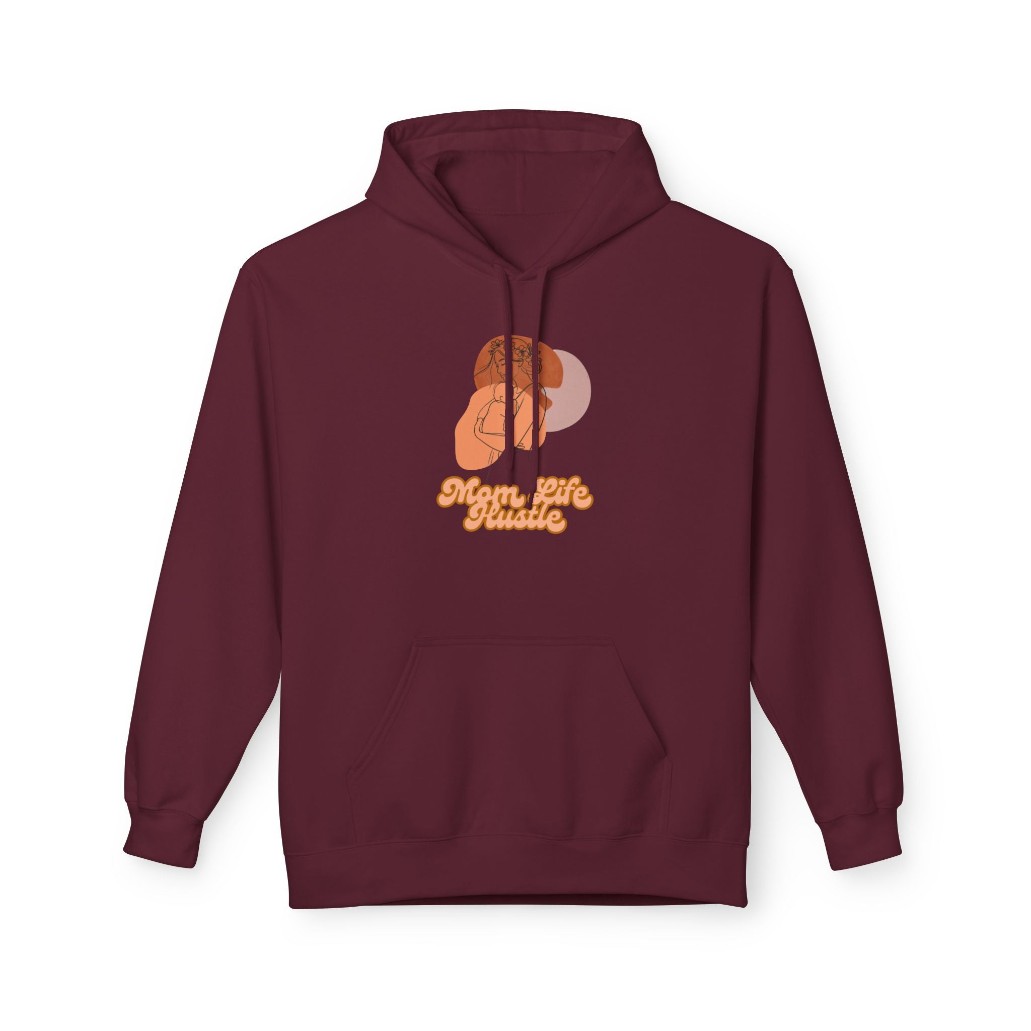 'Mom Life Hustle' Retro Hoodie | Delicate Line Illustration of a Mother & Baby