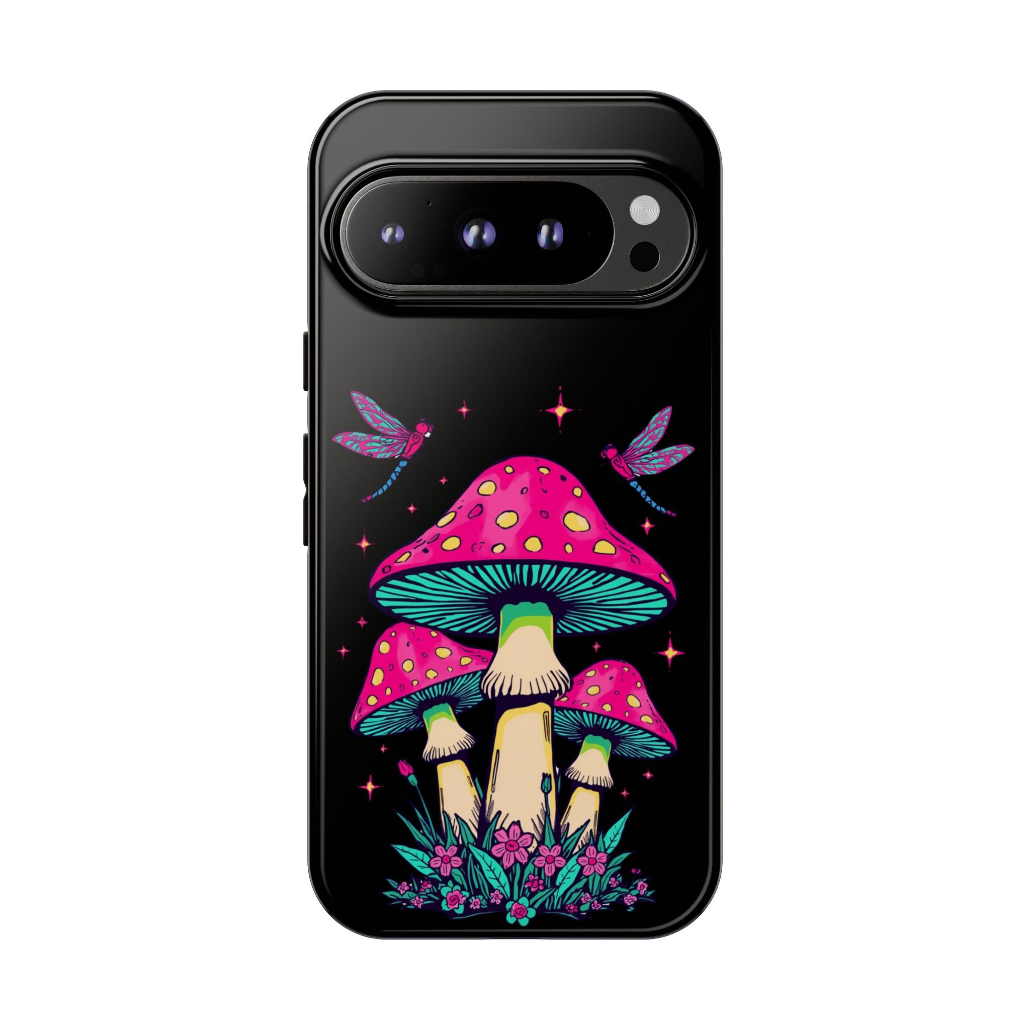 Phone Cases | Colorful Mushroom and Dragonfly Print Tough Case