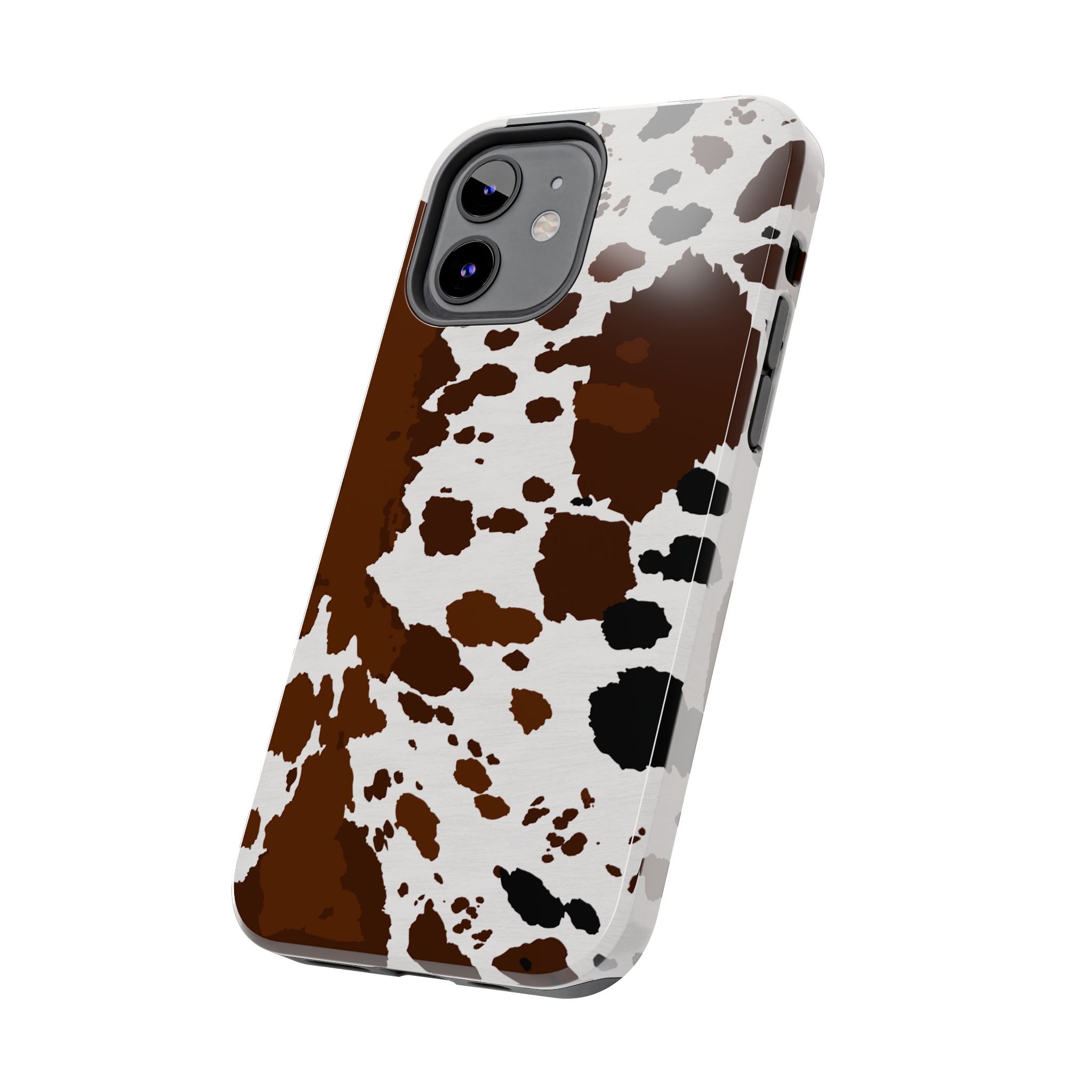 Phone Case | Brown & White Cowhide Pattern Tough Protective Cover