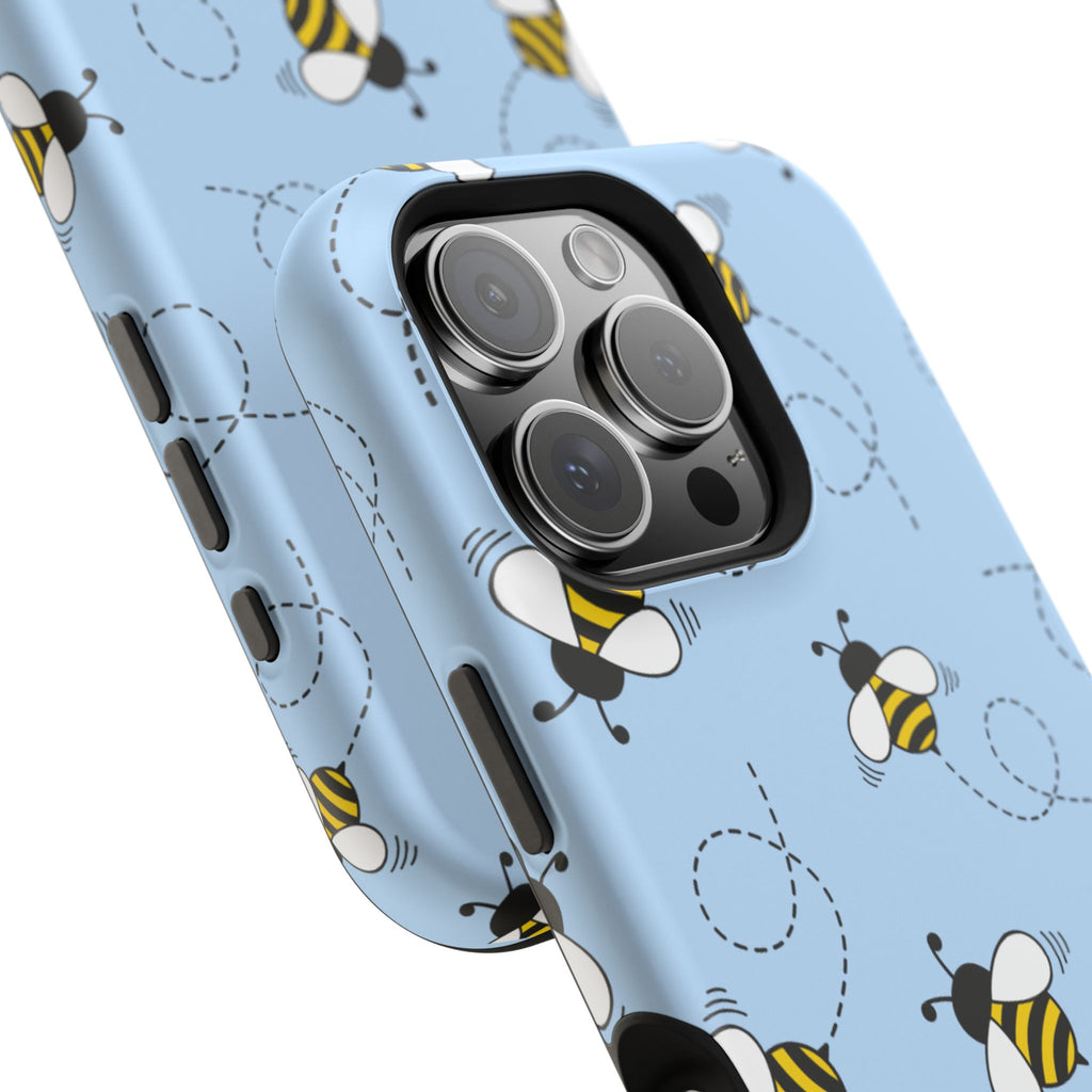 Phone Case | Sky Blue Bee Pattern Magnetic Impact-Resistant Phone Case