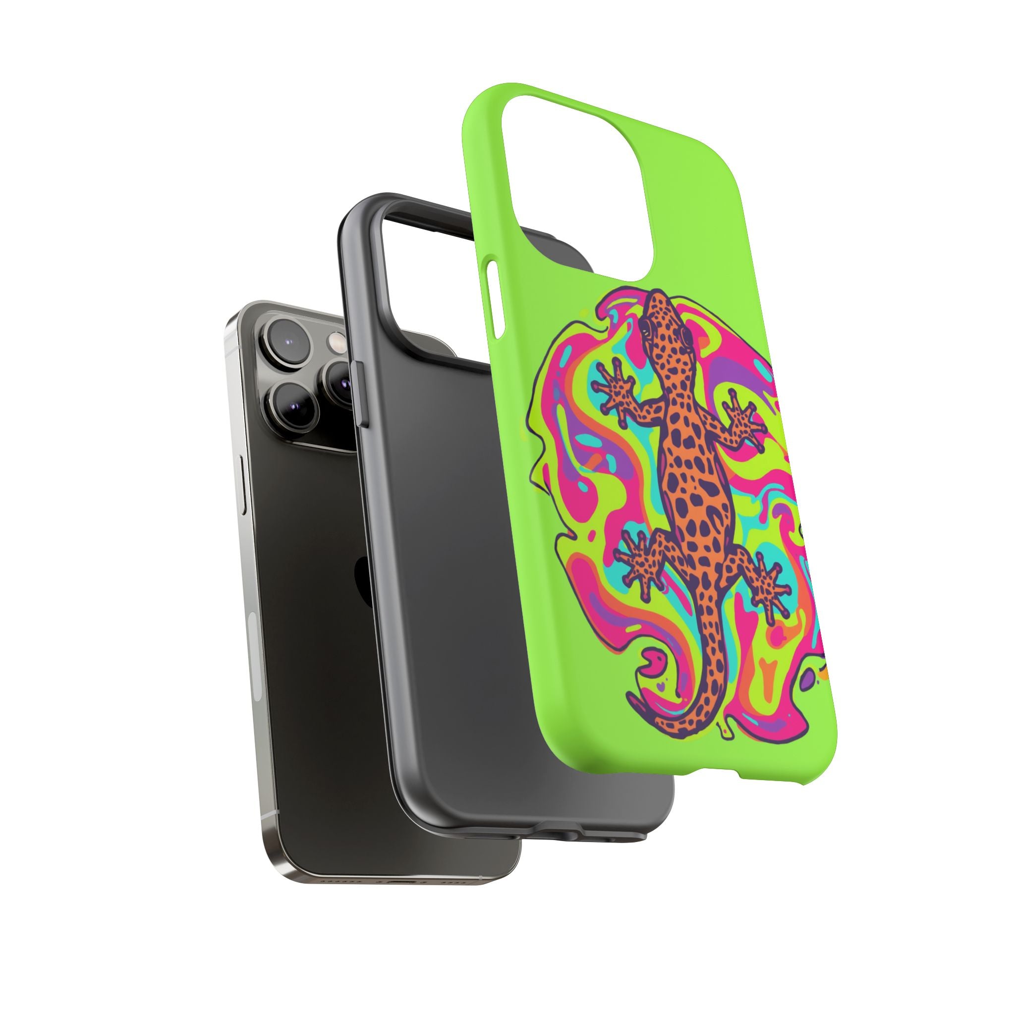 Phone Cases | Neon Leopard Gecko Swirl Phone Case