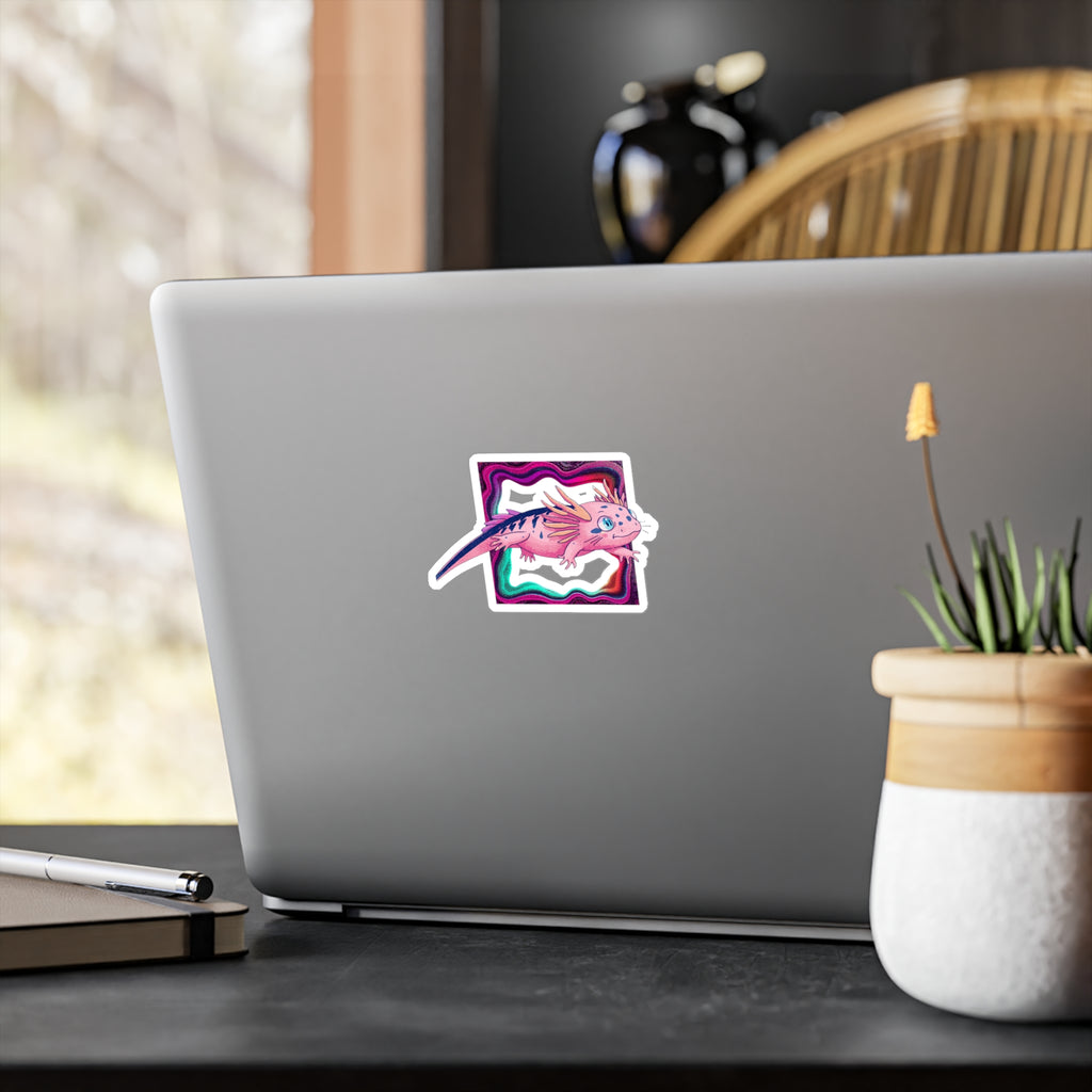 Vinyl Decal | Cute Pink Axolotl Kiss-Cut Sticker
