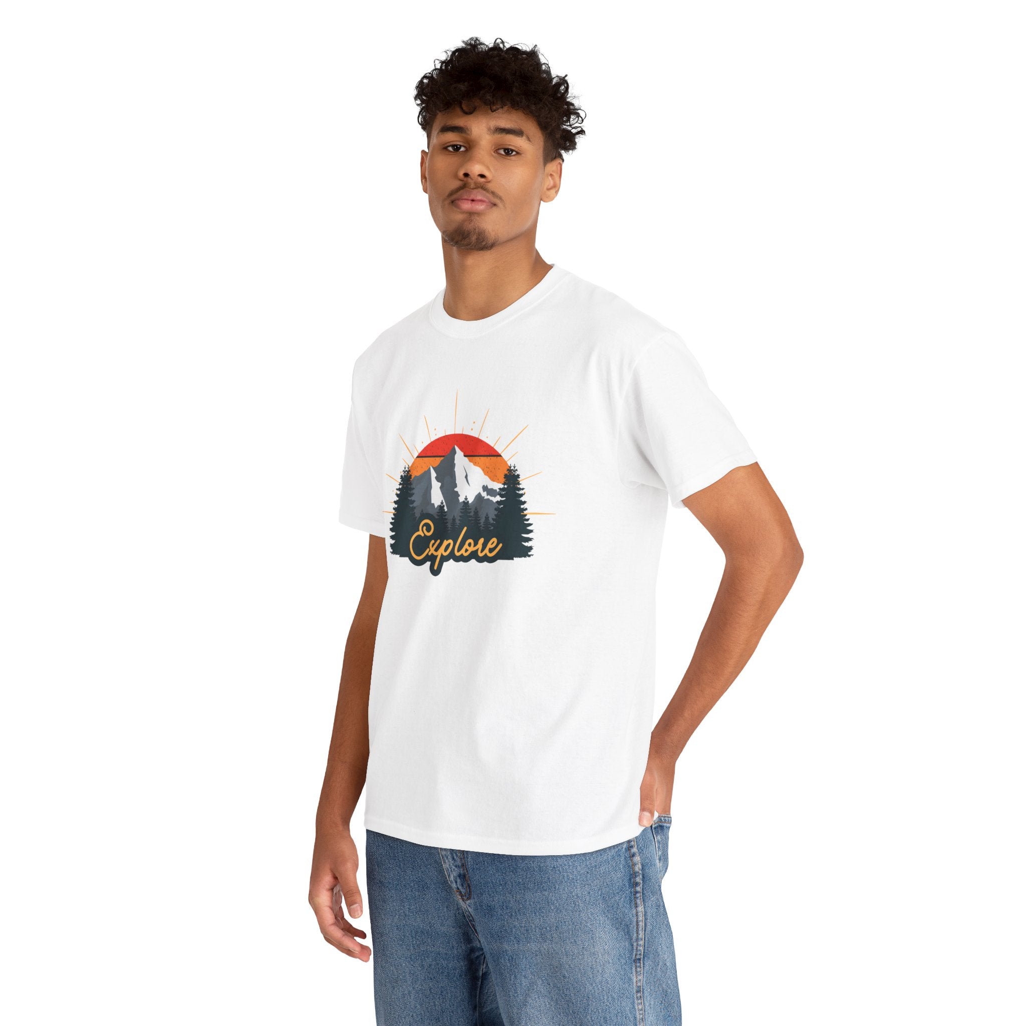 T-Shirt | Vintage Sunset 'Explore' Outdoor Adventure Shirt