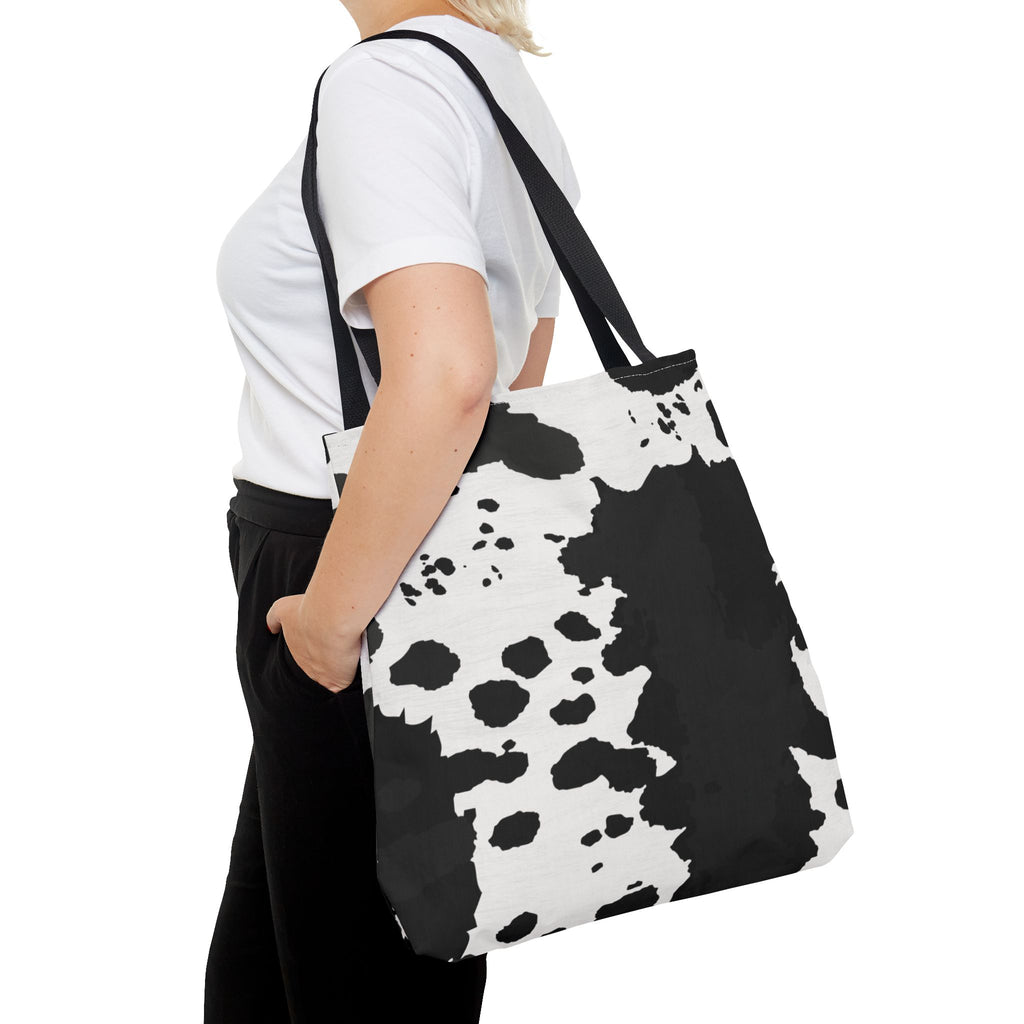 Tote Bag | Black & White Cow Print Patterned Shoulder Tote