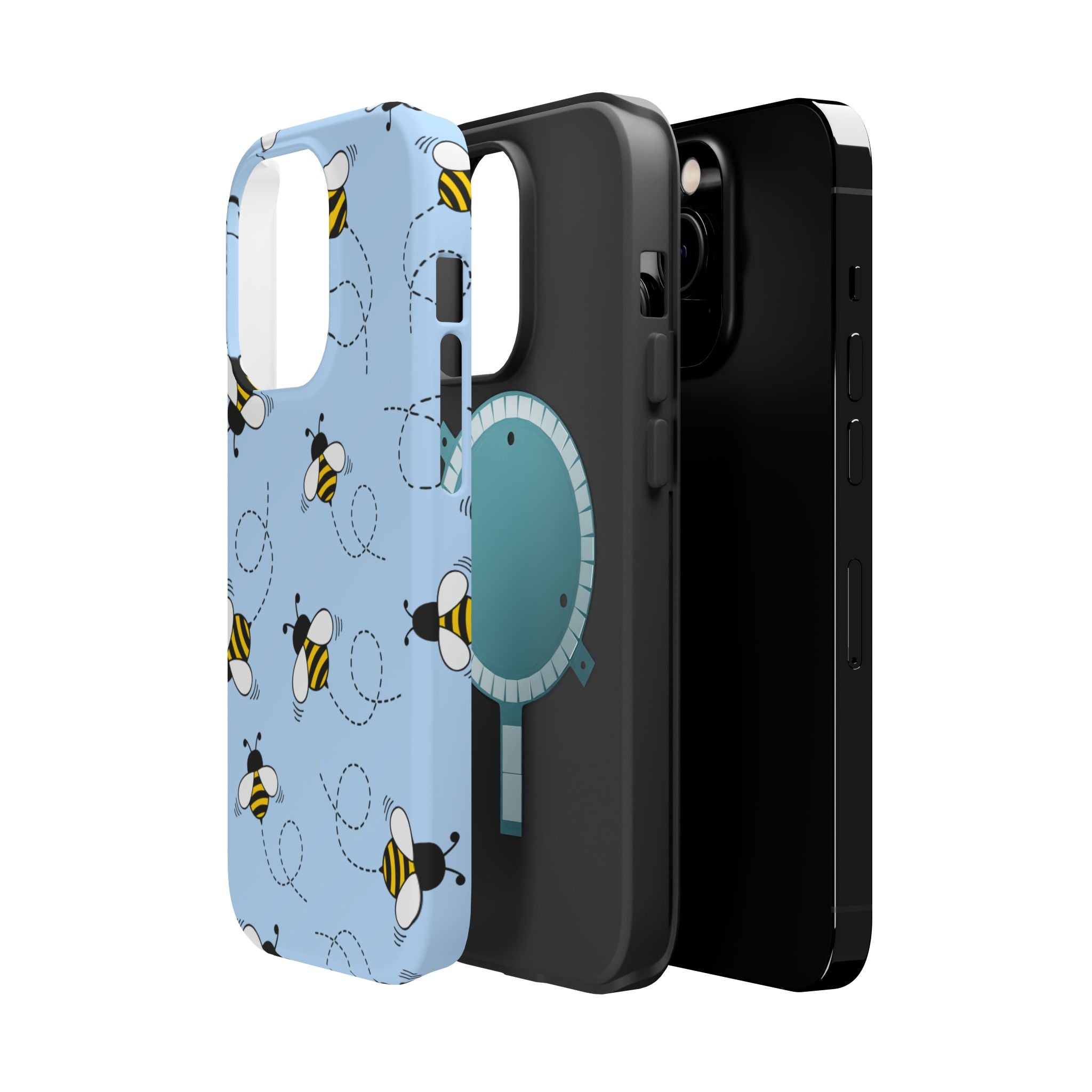 Phone Case | Sky Blue Bee Pattern Magnetic Impact-Resistant Phone Case